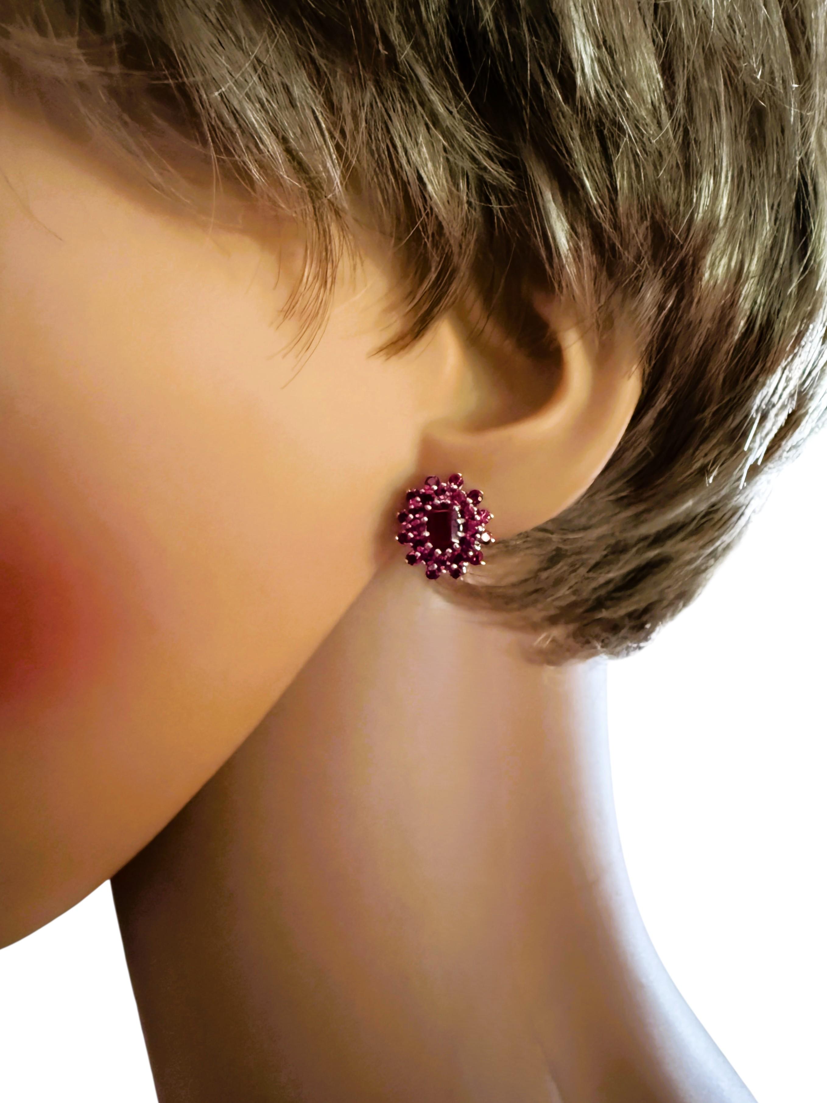 Neu 10,2 Karat roter Saphir & Diamantschliff Saphir Rose Gold PL Sterling Ohrring (Art déco) im Angebot