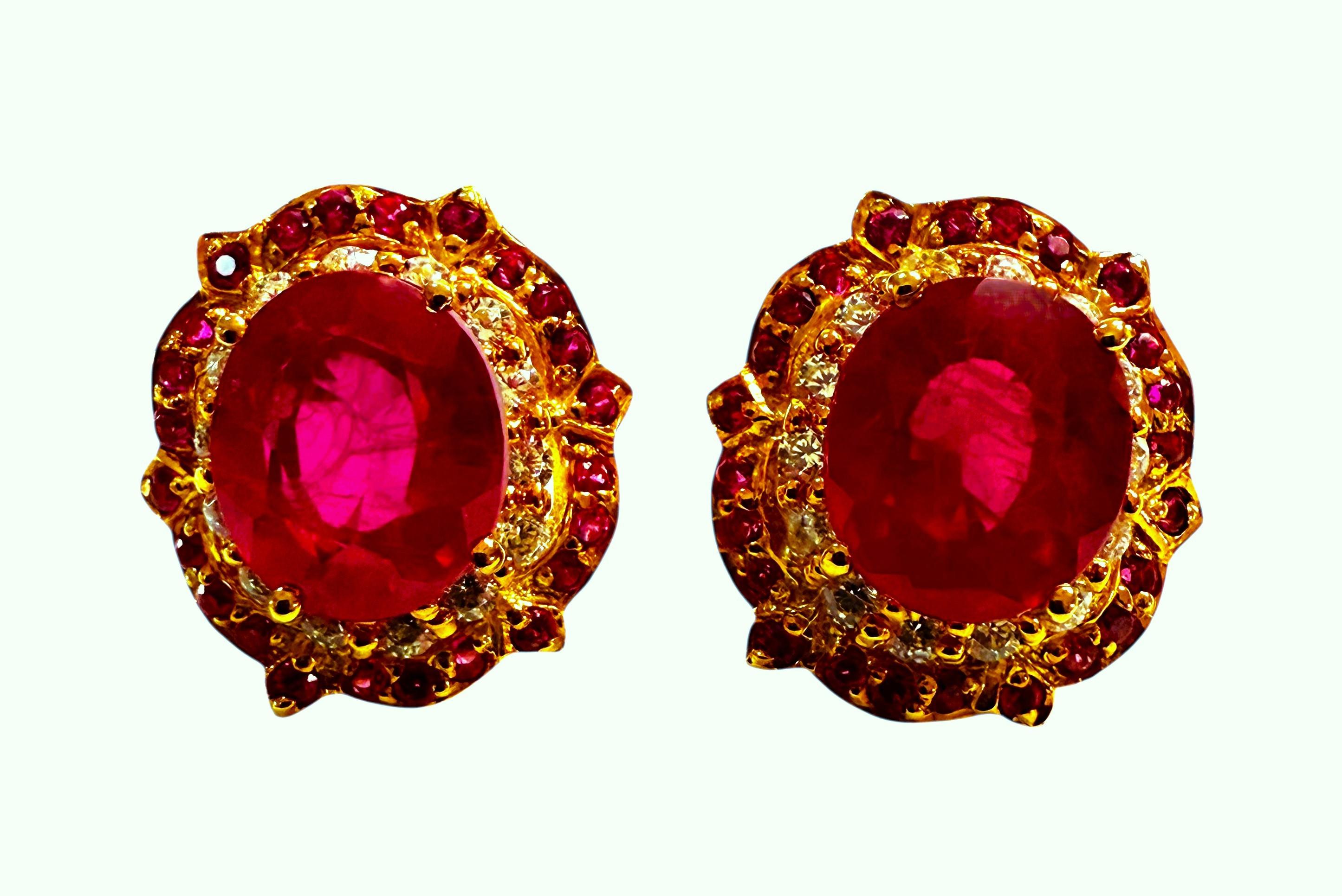 Neu 10,2 Karat roter Saphir & Diamantschliff Saphir Rose Gold PL Sterling Ohrring im Zustand „Hervorragend“ im Angebot in Eagan, MN