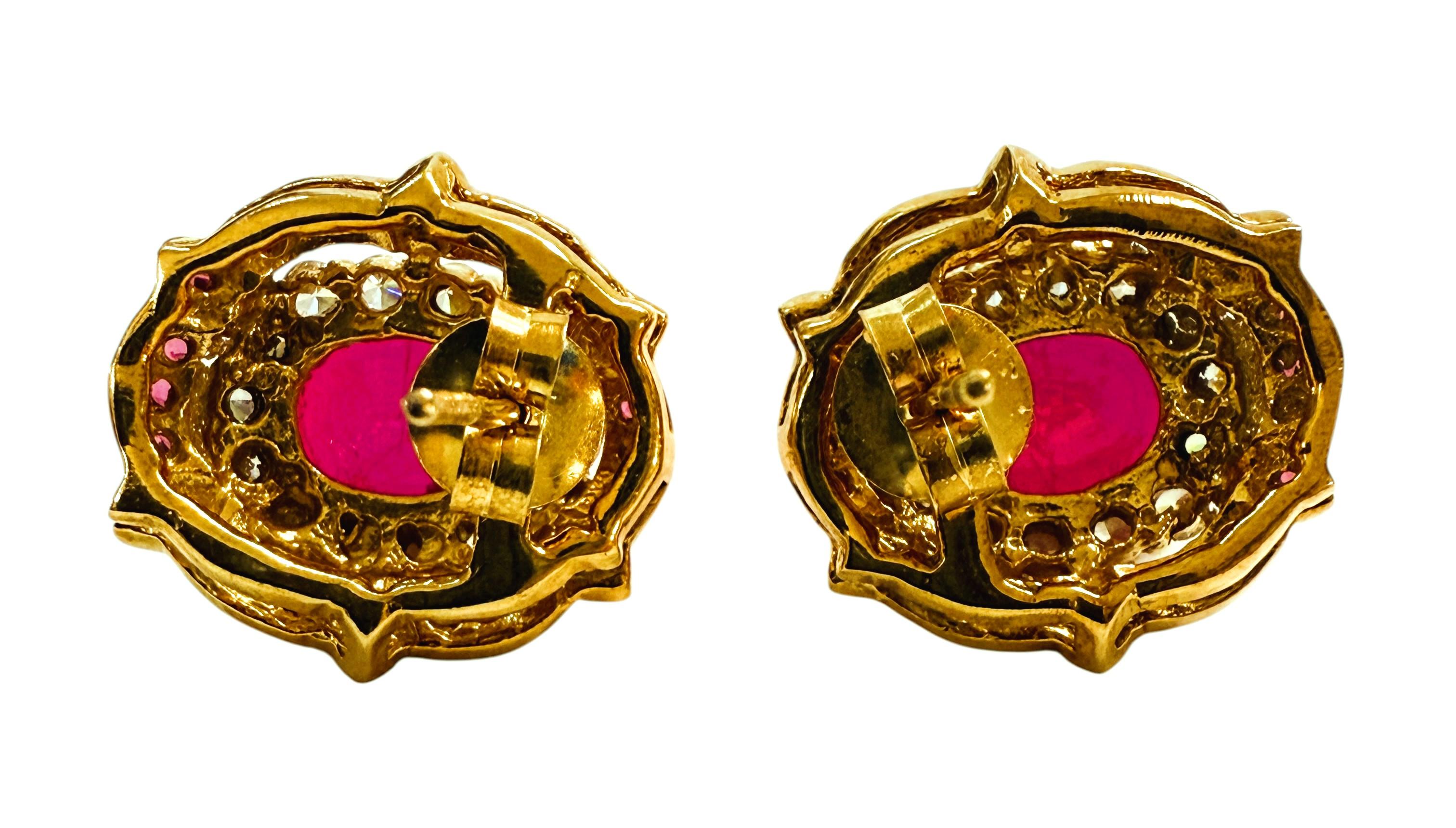 Neu 10,2 Karat roter Saphir & Diamantschliff Saphir Rose Gold PL Sterling Ohrring Damen im Angebot