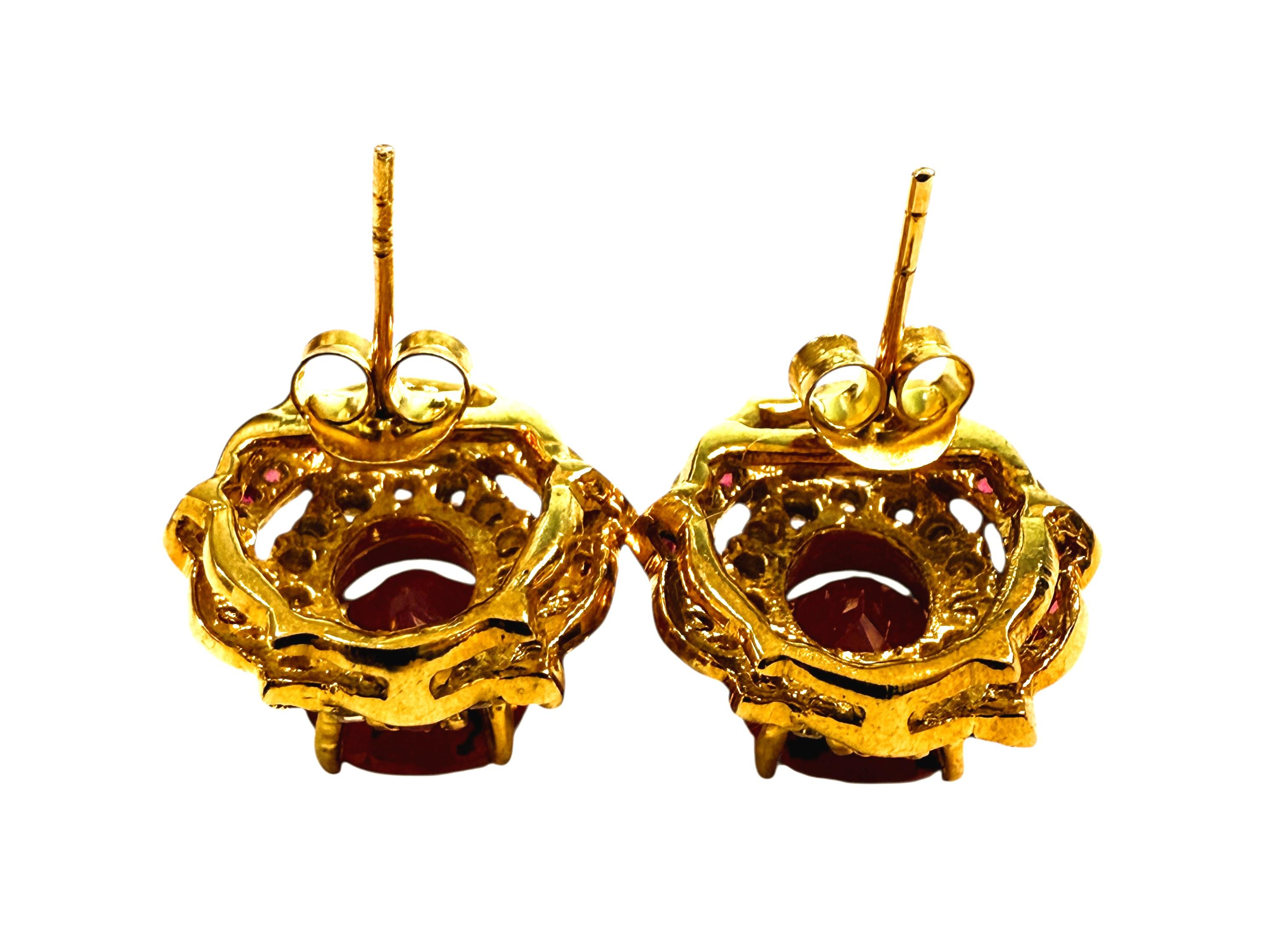 Neu 10,2 Karat roter Saphir & Diamantschliff Saphir Rose Gold PL Sterling Ohrring im Angebot 1