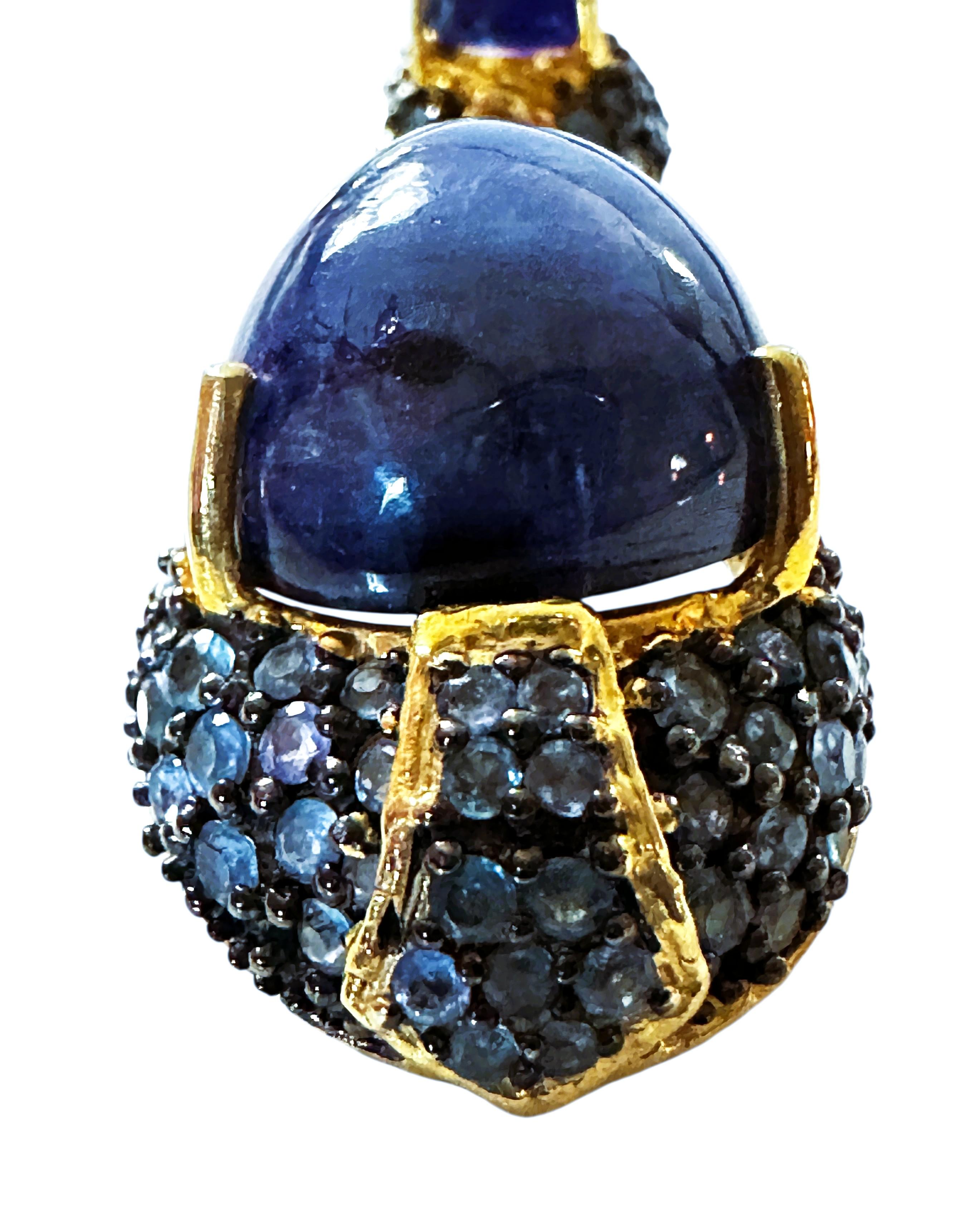Nuevo Zafiro azul de 102,70 quilates y zafiro talla diamante Pendiente de oro de 18 quilates PL Sterl en venta 4