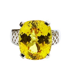 New 10.42 Carat Yellow Sapphire Diamond Cut Sterling Silver Ring Size 6