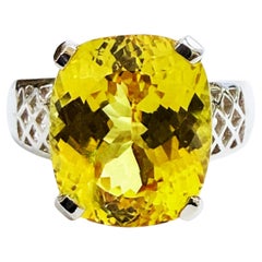 New 10.42 Carat Yellow Sapphire Diamond Cut Sterling Silver Ring Size 6