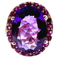 New 10.7 Ct Purple Amethyst & Red Sapphire RGold Plated Sapphire Sterling Ring