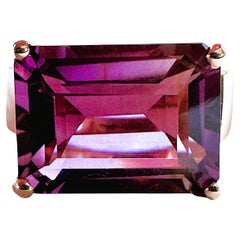 New 10.85 Carat Amethyst & Diamond Cut Sapphire Rose Gold PL Sterling Ring