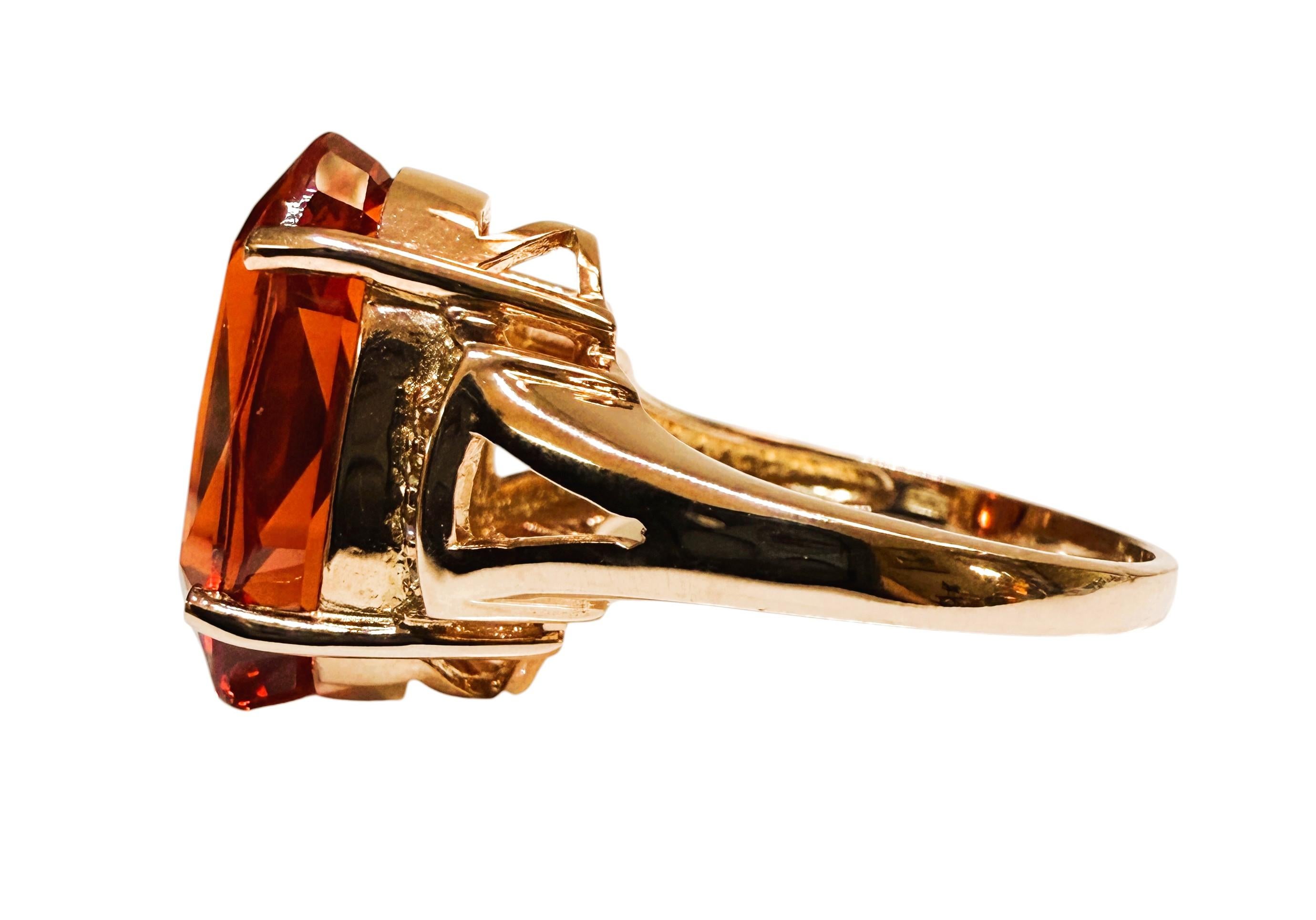 Neu 10.85 Karat Sonnenuntergang Saphir & Diamantschliff Saphir R Gold PL Sterling Ring (Art déco) im Angebot