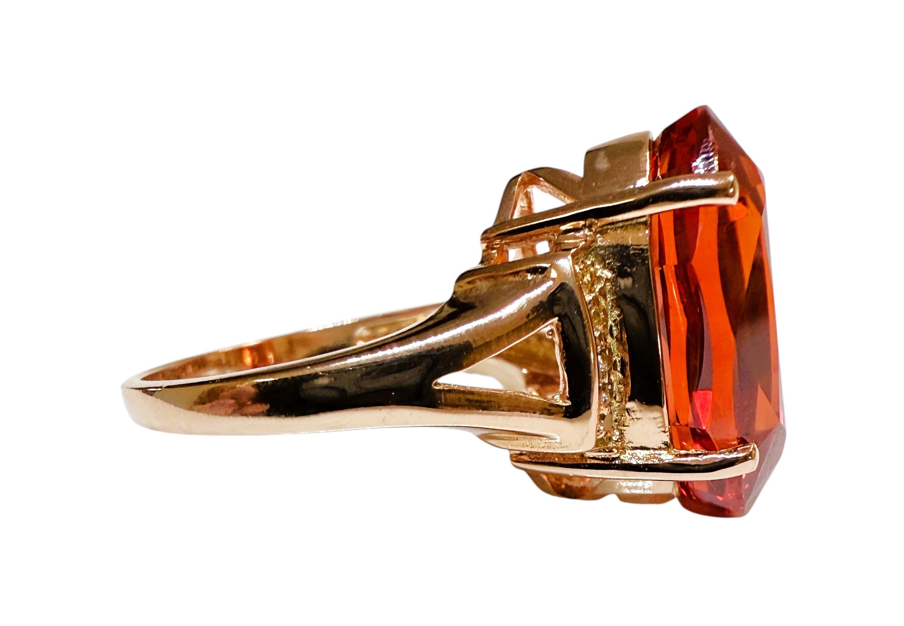 Neu 10.85 Karat Sonnenuntergang Saphir & Diamantschliff Saphir R Gold PL Sterling Ring im Zustand „Neu“ im Angebot in Eagan, MN