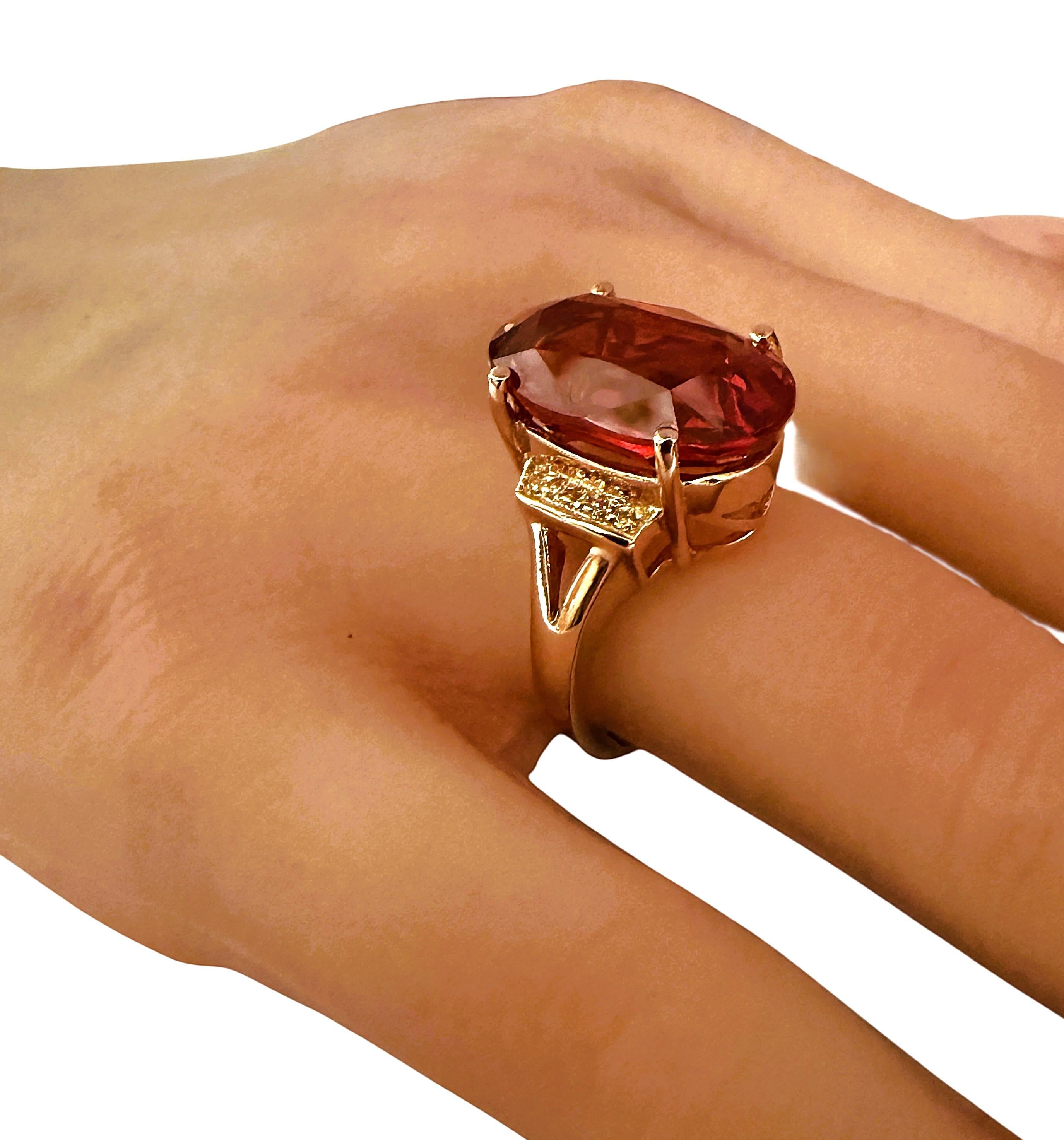 Neu 10.85 Karat Sonnenuntergang Saphir & Diamantschliff Saphir R Gold PL Sterling Ring im Angebot 1