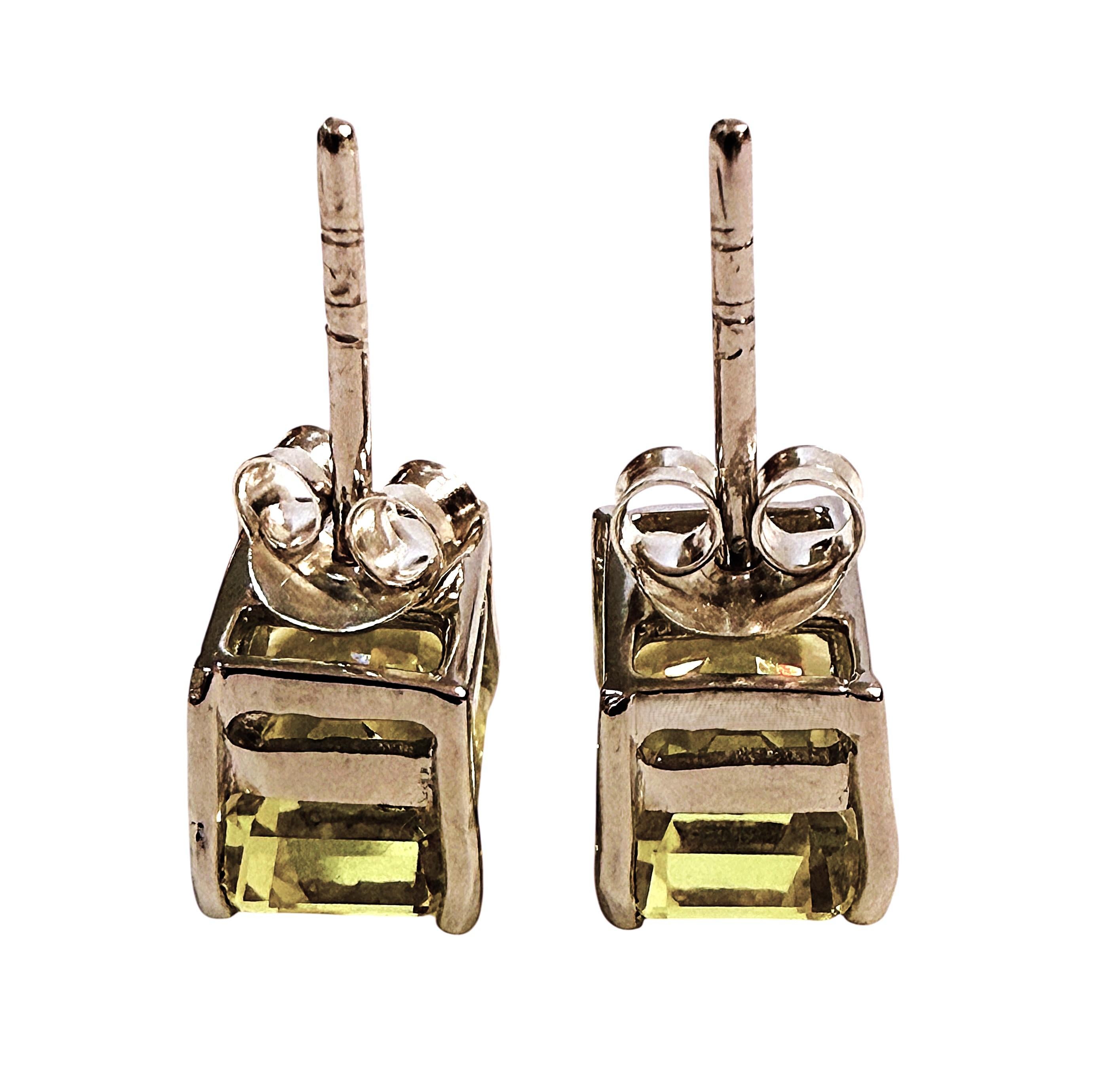 New 10.9 Carat Lemon Yellow Sapphire Baguette Cut Saphire Sterling Earring For Sale 4