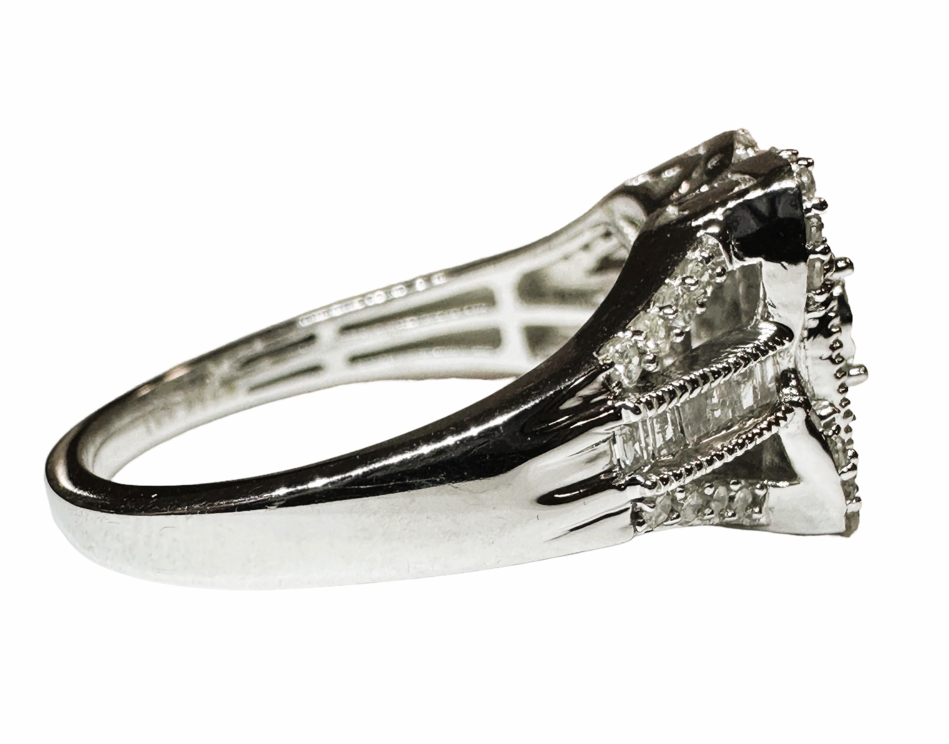 Art Nouveau New 10k WG Vintage 1 carat Diamond Ring Size 7with Appraisal For Sale