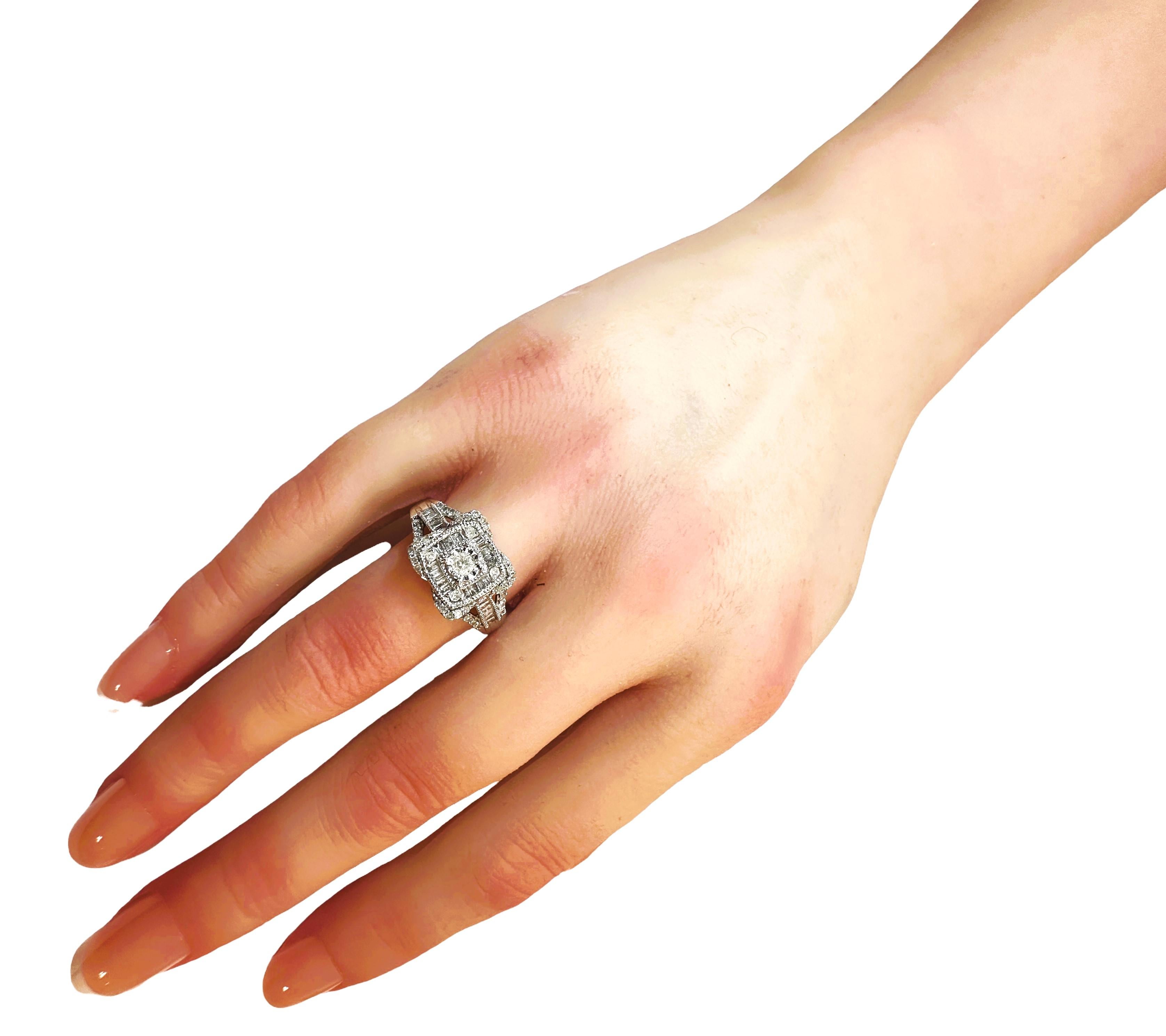 Neuer 10k WG Vintage 1 Karat Diamantring Größe 7 mit Bewertung Damen