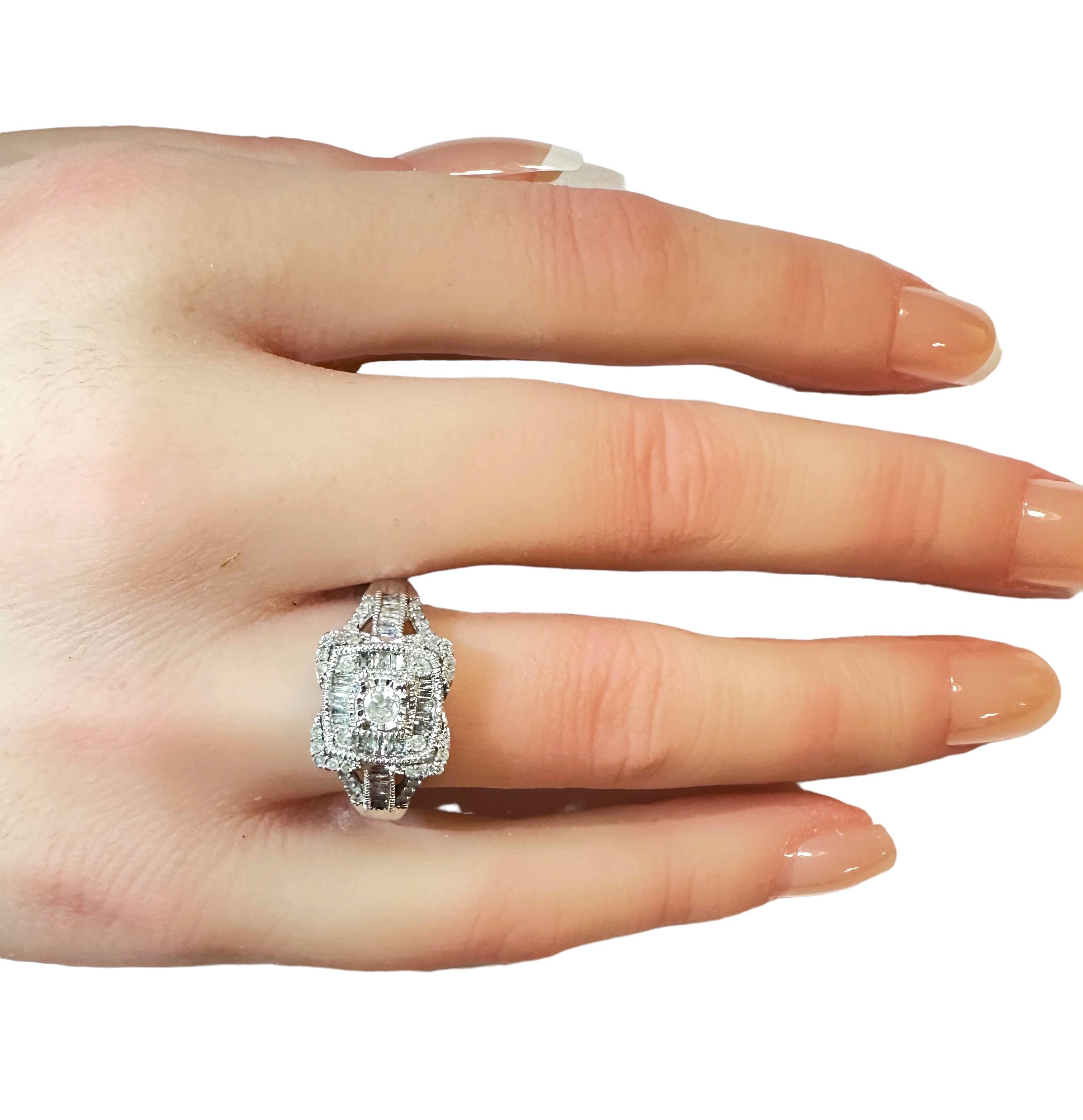 Neuer 10k WG Vintage 1 Karat Diamantring Größe 7 mit Bewertung 2