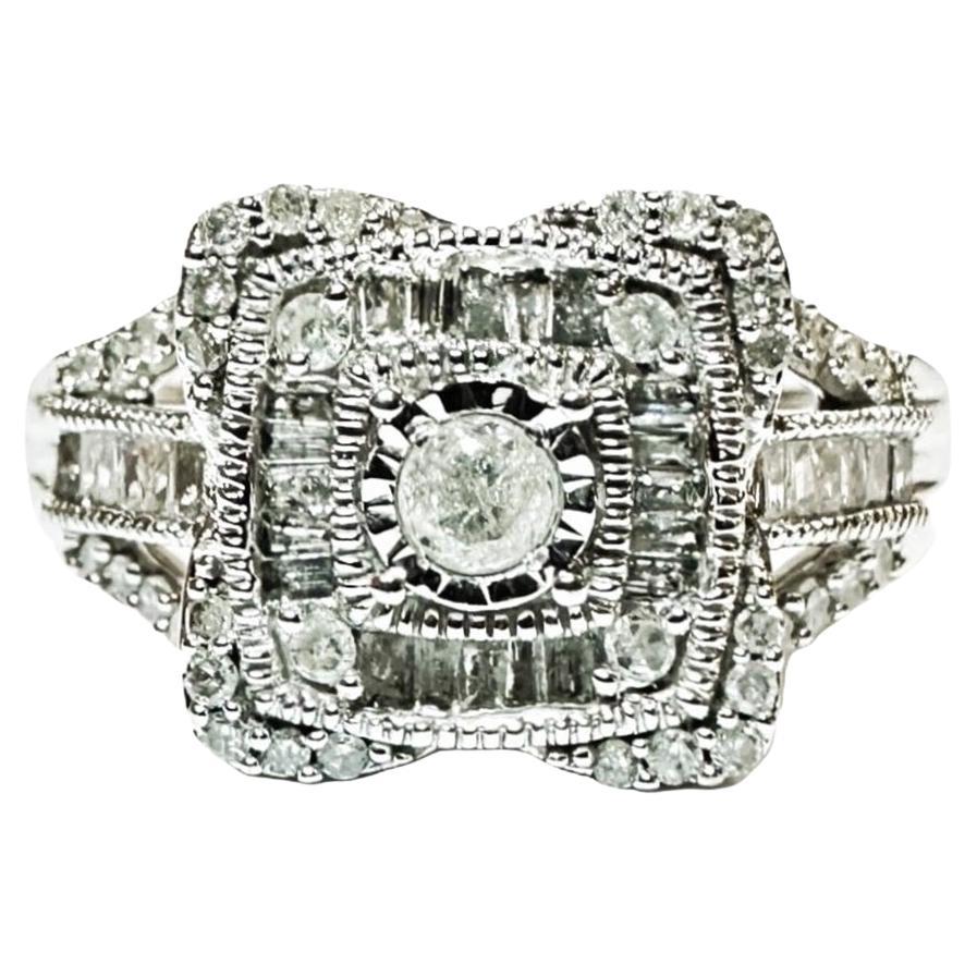 Neuer 10k WG Vintage 1 Karat Diamantring Größe 7 mit Bewertung