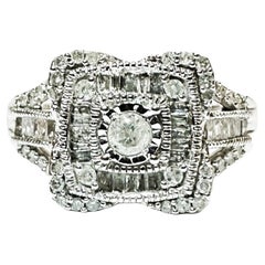 Bague vintage 10k WG avec diamant 1 carat, taille 7 avec évaluation