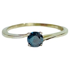 New 10K White Gold .32 Carat Blue Diamond Ring with Appraisal