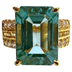 New 11 Carat Paraiba Tourmaline
Diamond Cut Sapphire 24k Gold PL Sterling Ring
