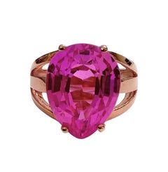 Neuer Ring aus Roségold und Sterlingsilber mit einem rosa tropfenförmigen Saphir von 11 Karat, Ringgröße 6,25