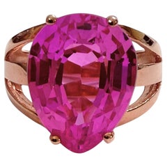 Neuer Ring aus Roségold und Sterlingsilber mit einem rosa tropfenförmigen Saphir von 11 Karat, Ringgröße 6,25
