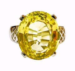 New 11.05 Carat Lemon Yellow Sapphire Diamond Cut 925 Sterling Silver Ring