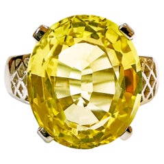 New 11.05 Carat Lemon Yellow Sapphire Diamond Cut 925 Sterling Silver Ring