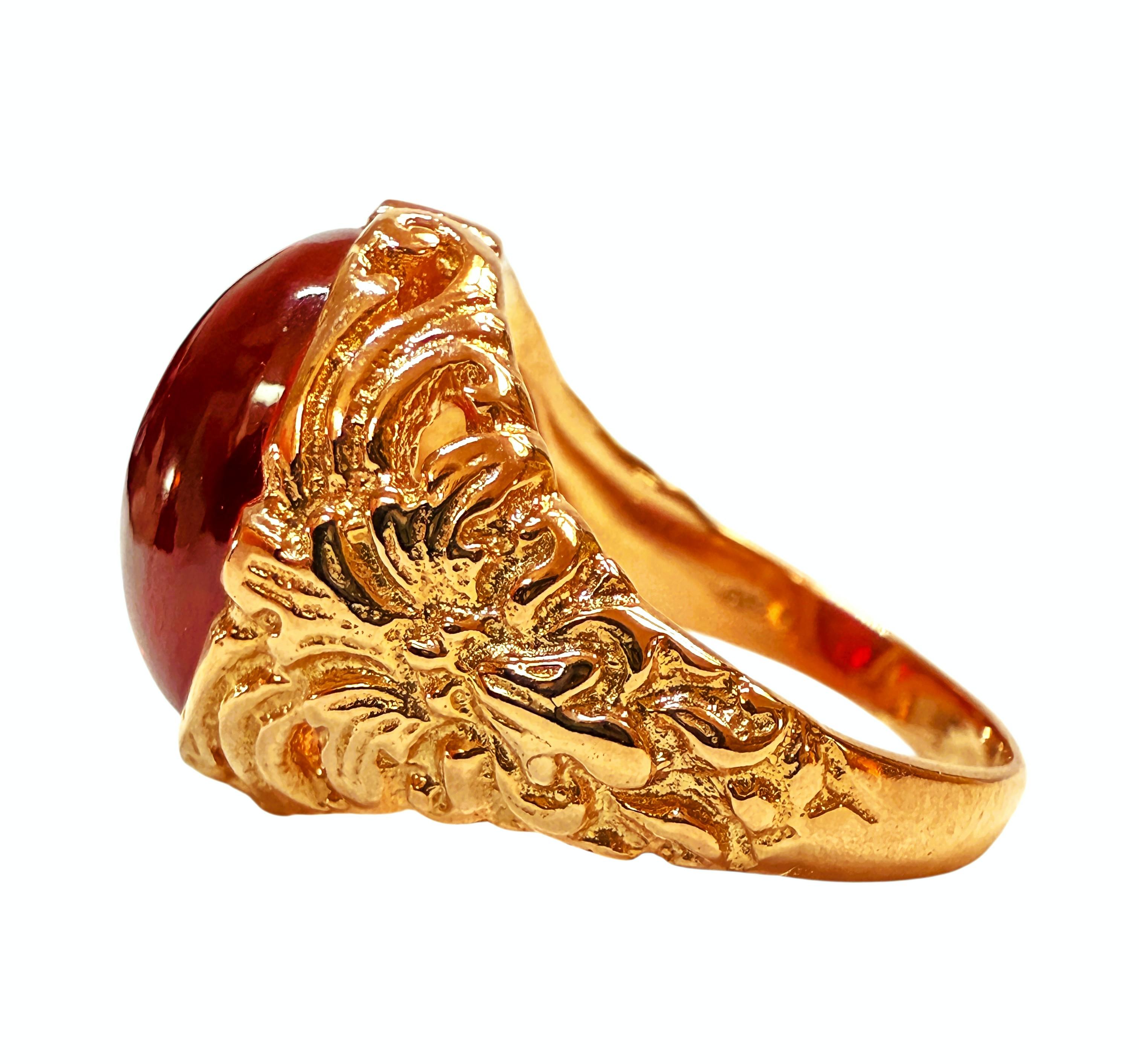 Nuevo Anillo de plata de ley con cabujón de rubelita de 11,25 quilates y oro rosa PL talla 7 Art Decó en venta