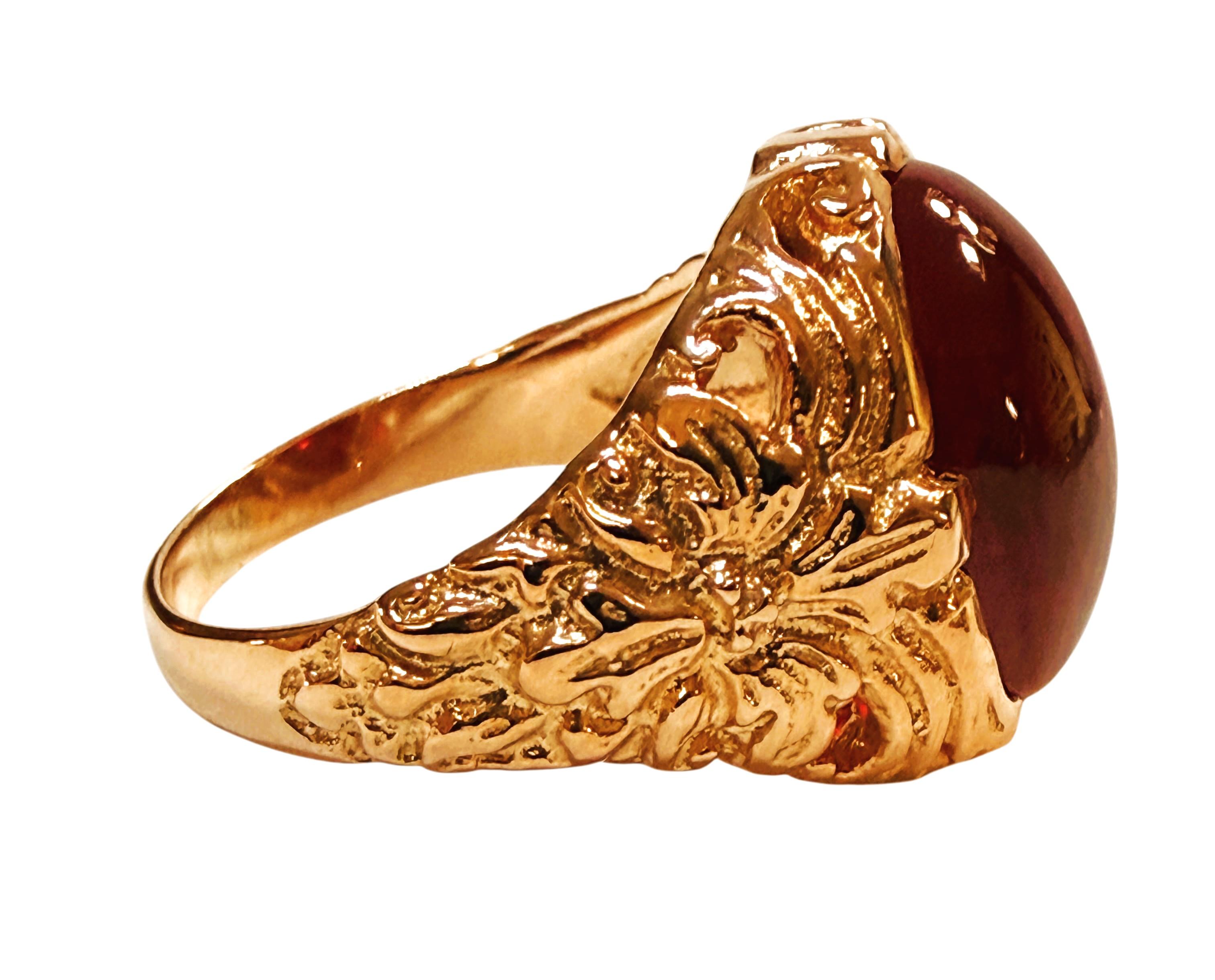 Nuevo Anillo de plata de ley con cabujón de rubelita de 11,25 quilates y oro rosa PL talla 7 en Nuevo estado para la venta en Eagan, MN