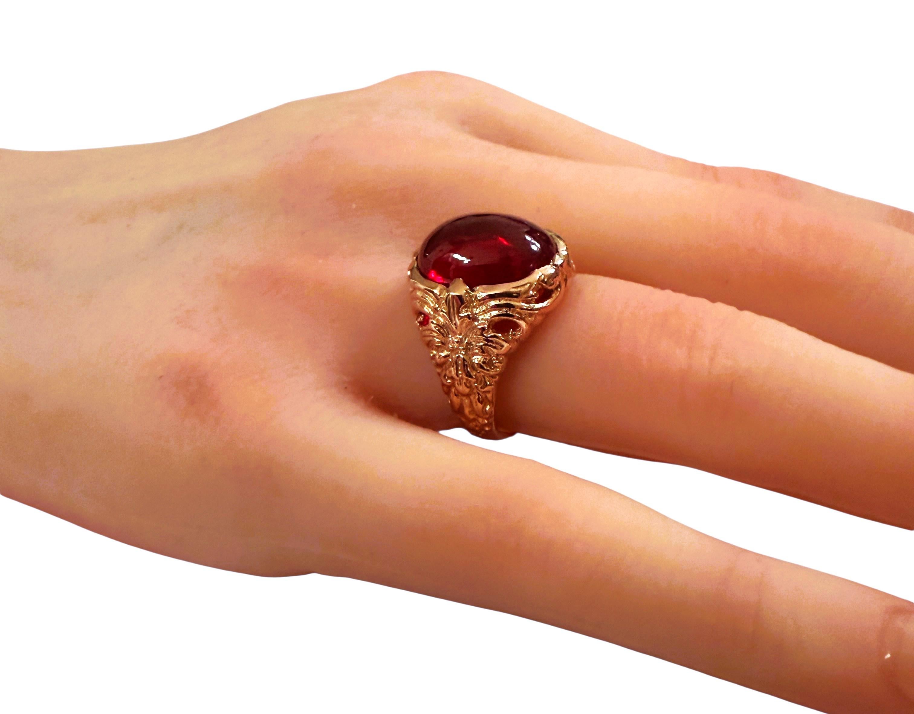 Nuevo Anillo de plata de ley con cabujón de rubelita de 11,25 quilates y oro rosa PL talla 7 en venta 2