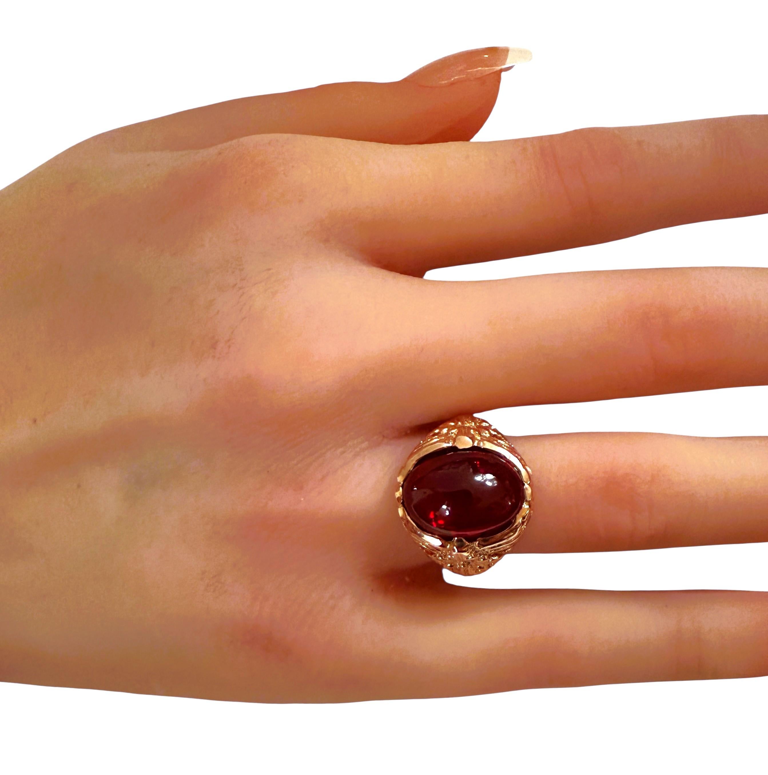 Nuevo Anillo de plata de ley con cabujón de rubelita de 11,25 quilates y oro rosa PL talla 7 en venta 3