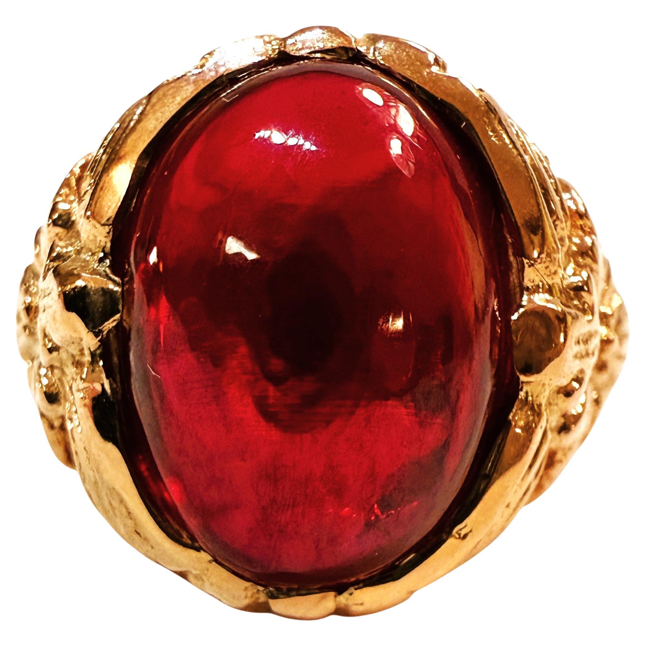 Nuevo Anillo de plata de ley con cabujón de rubelita de 11,25 quilates y oro rosa PL talla 7 en venta
