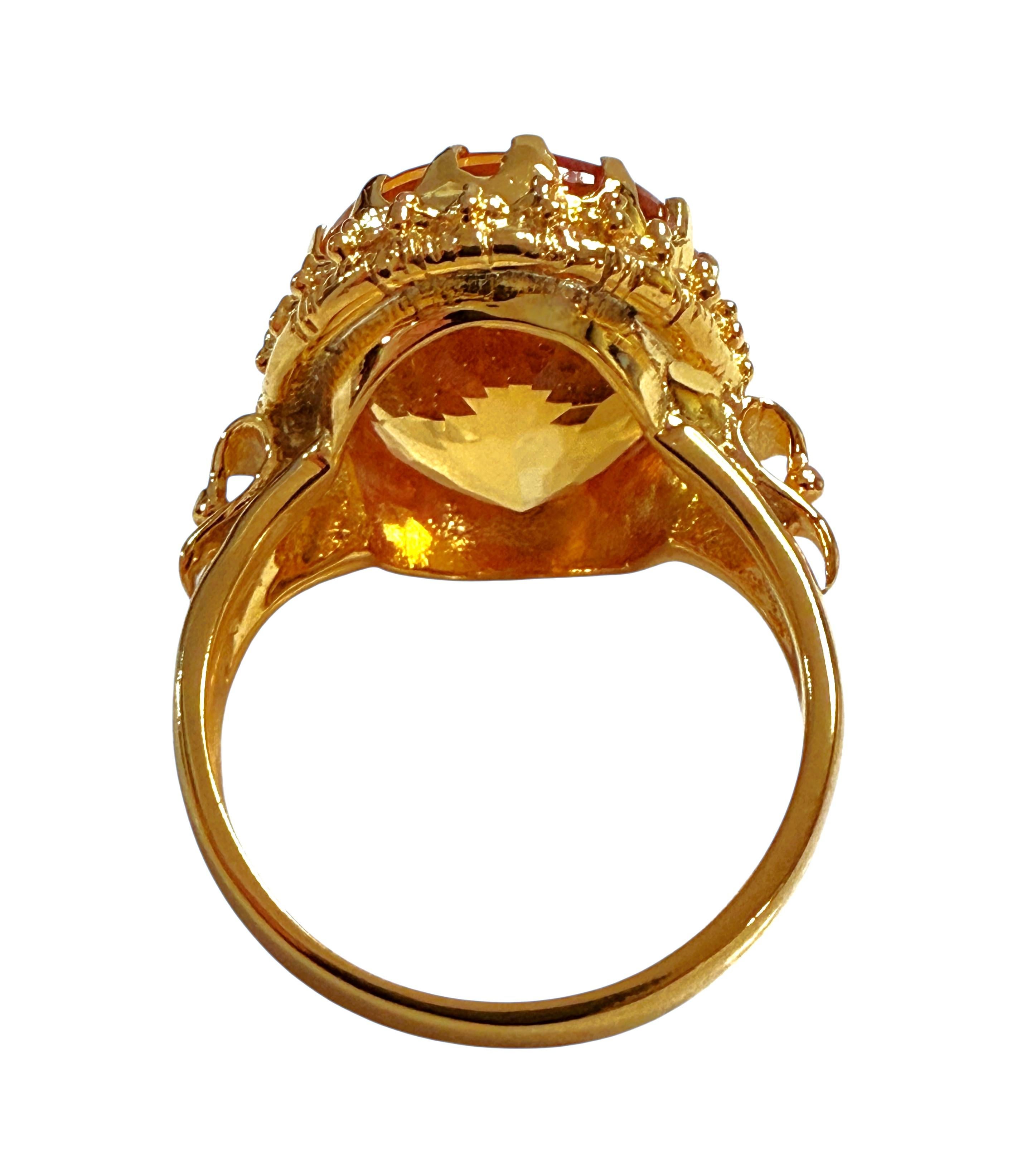 Neu 11,45 Karat Goldgelber Saphir 24K Gelbgold PL Sterling Ring (Ovalschliff) im Angebot