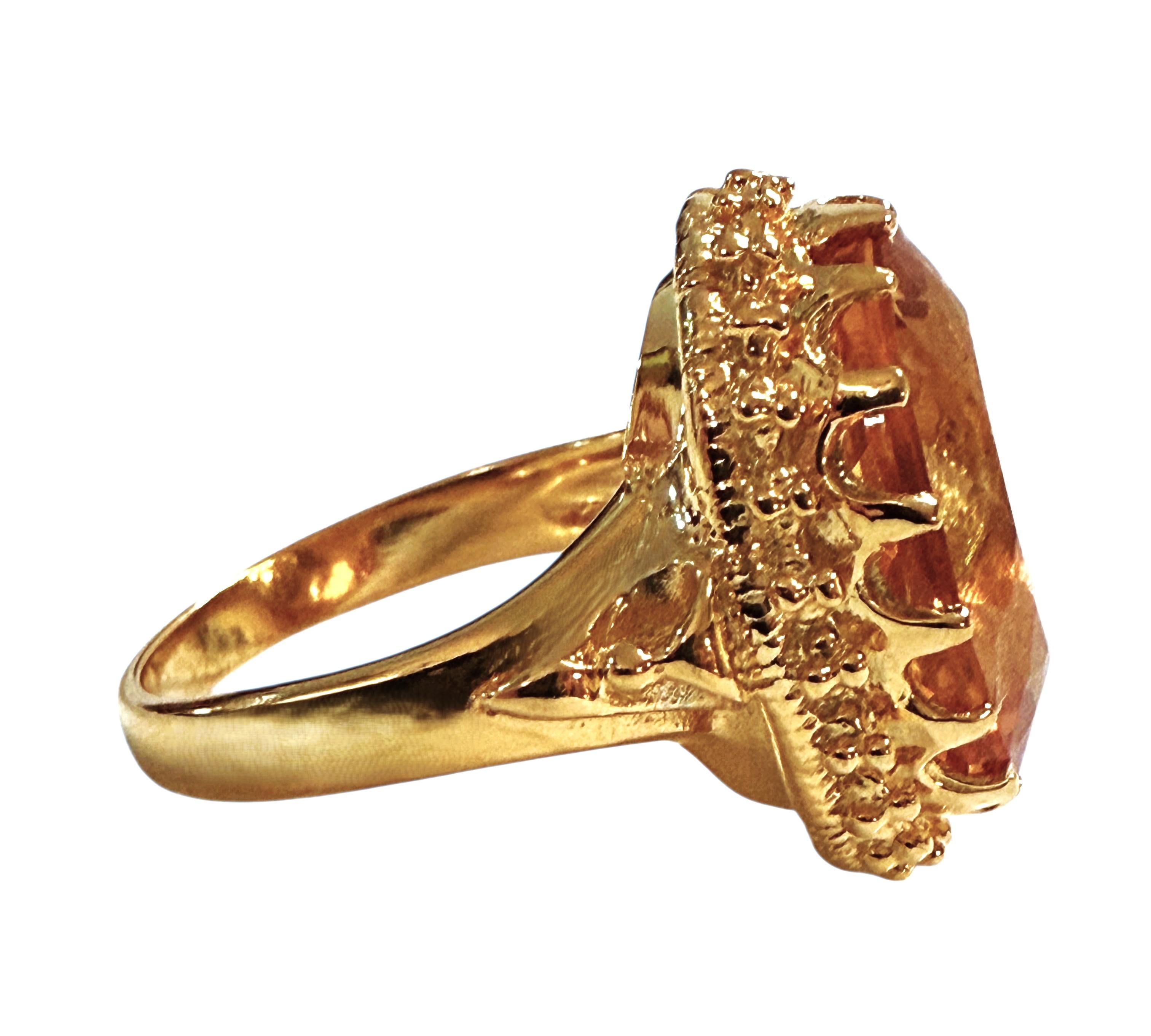 Neu 11,45 Karat Goldgelber Saphir 24K Gelbgold PL Sterling Ring im Zustand „Hervorragend“ im Angebot in Eagan, MN