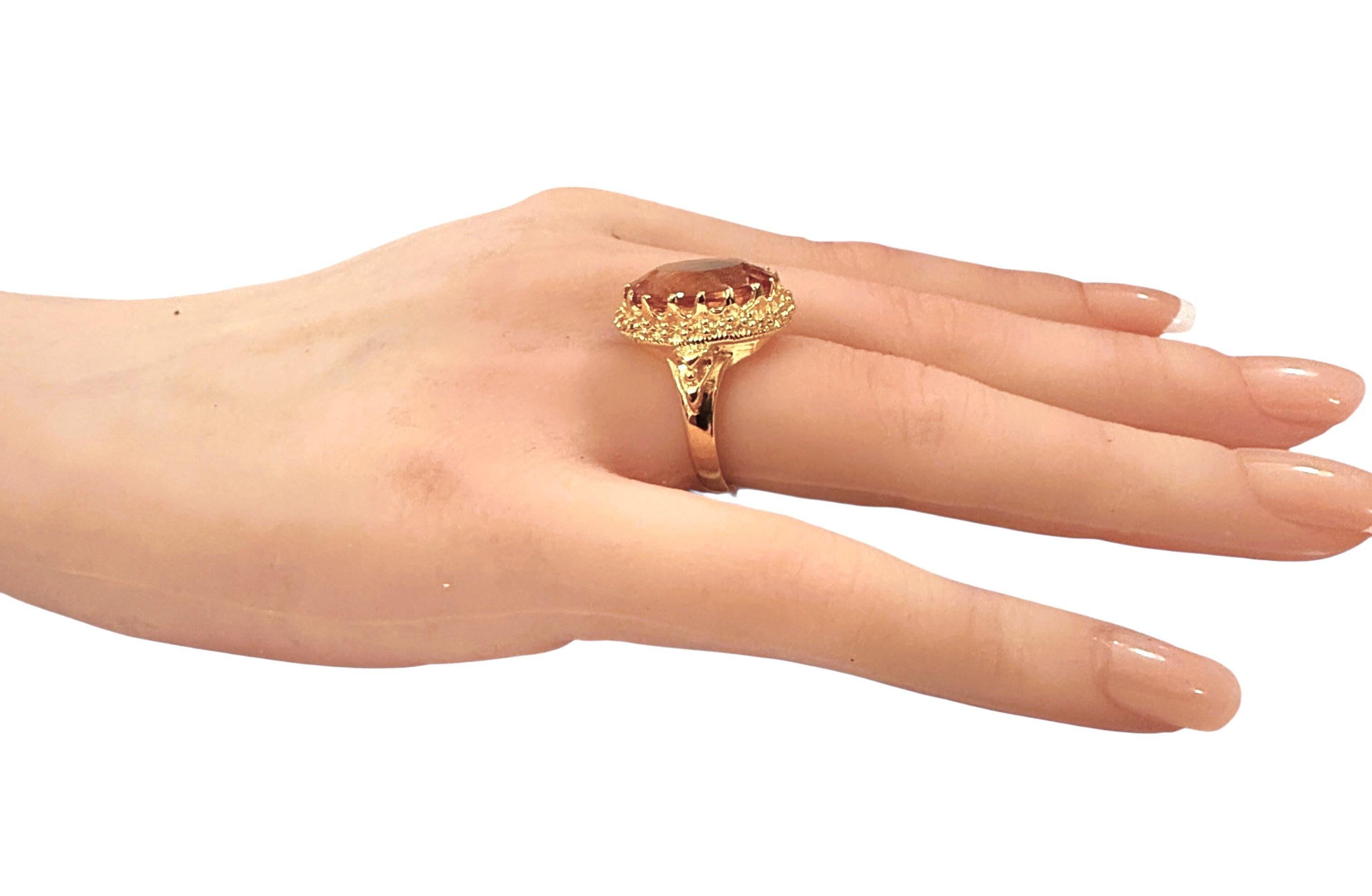 Neu 11,45 Karat Goldgelber Saphir 24K Gelbgold PL Sterling Ring im Angebot 2