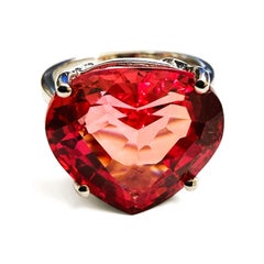 Nuovo anello in argento 925 con zaffiro taglio cuore Padparadscha da 11,50 carati