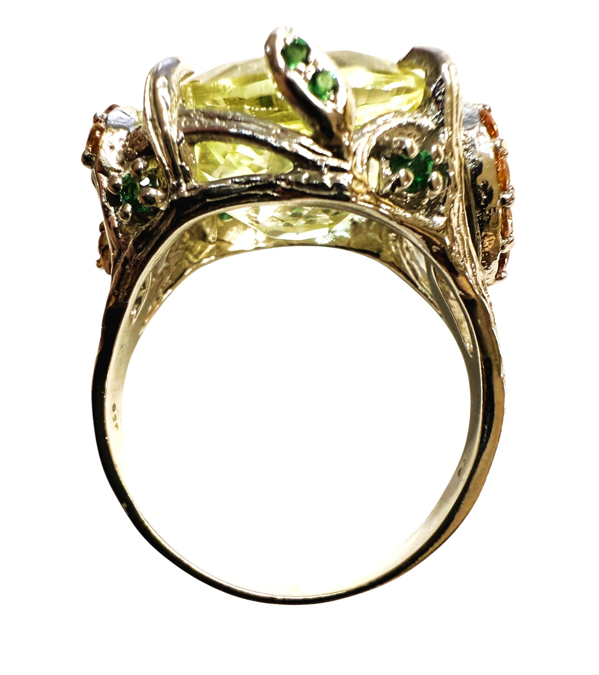 Neu 11,7 Karat Blassgelber Saphir & Diamantschliff Saphir Sterling Ring im Angebot 2