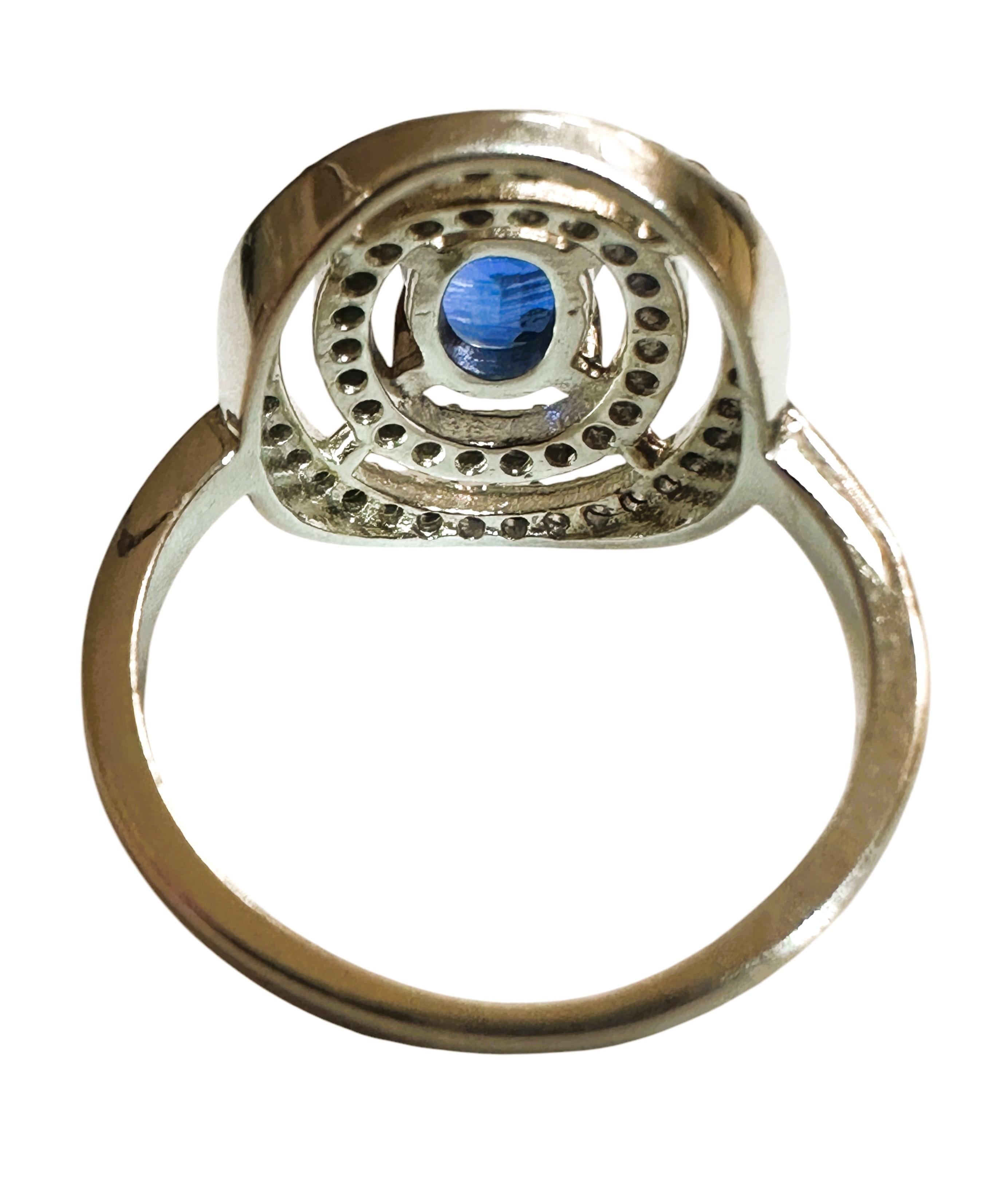 Taglio ovale Nuovo anello con kianite blu da 1,2 carati e zaffiro blu tagliato a diamante Sz 6,75 in vendita