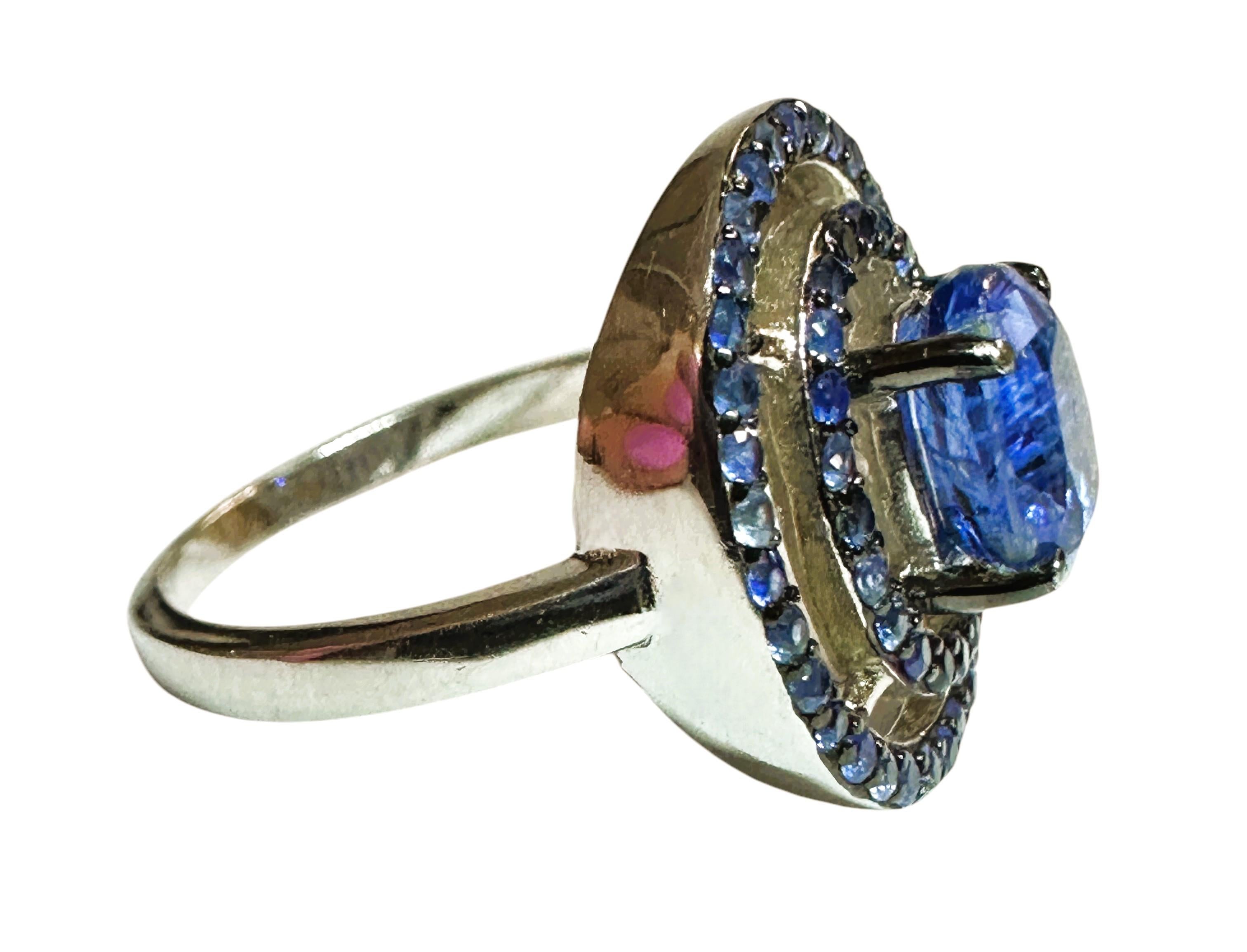 Nuovo anello con kianite blu da 1,2 carati e zaffiro blu tagliato a diamante Sz 6,75 In condizioni Nuovo in vendita a Eagan, MN