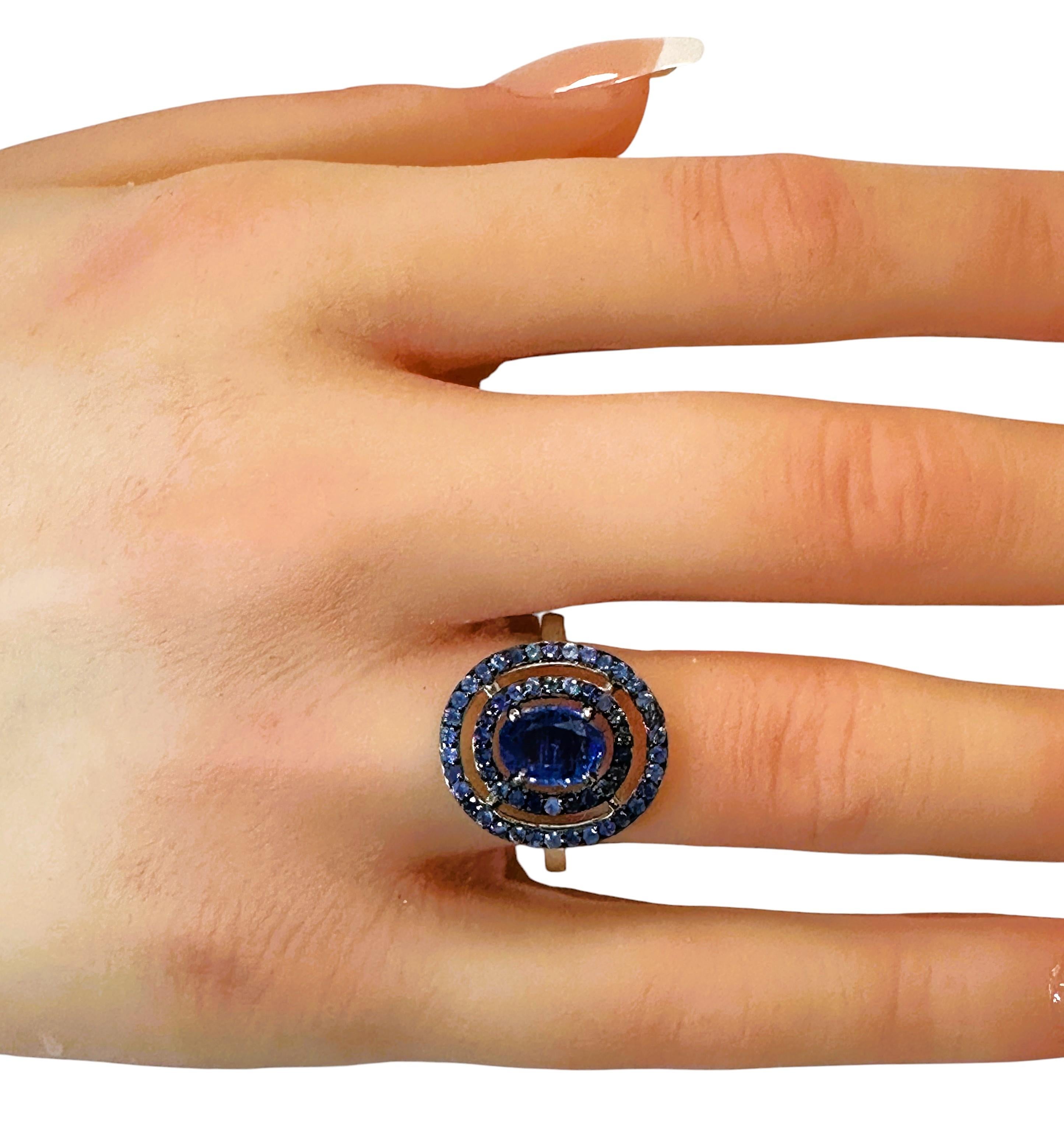 Nuovo anello con kianite blu da 1,2 carati e zaffiro blu tagliato a diamante Sz 6,75 in vendita 3