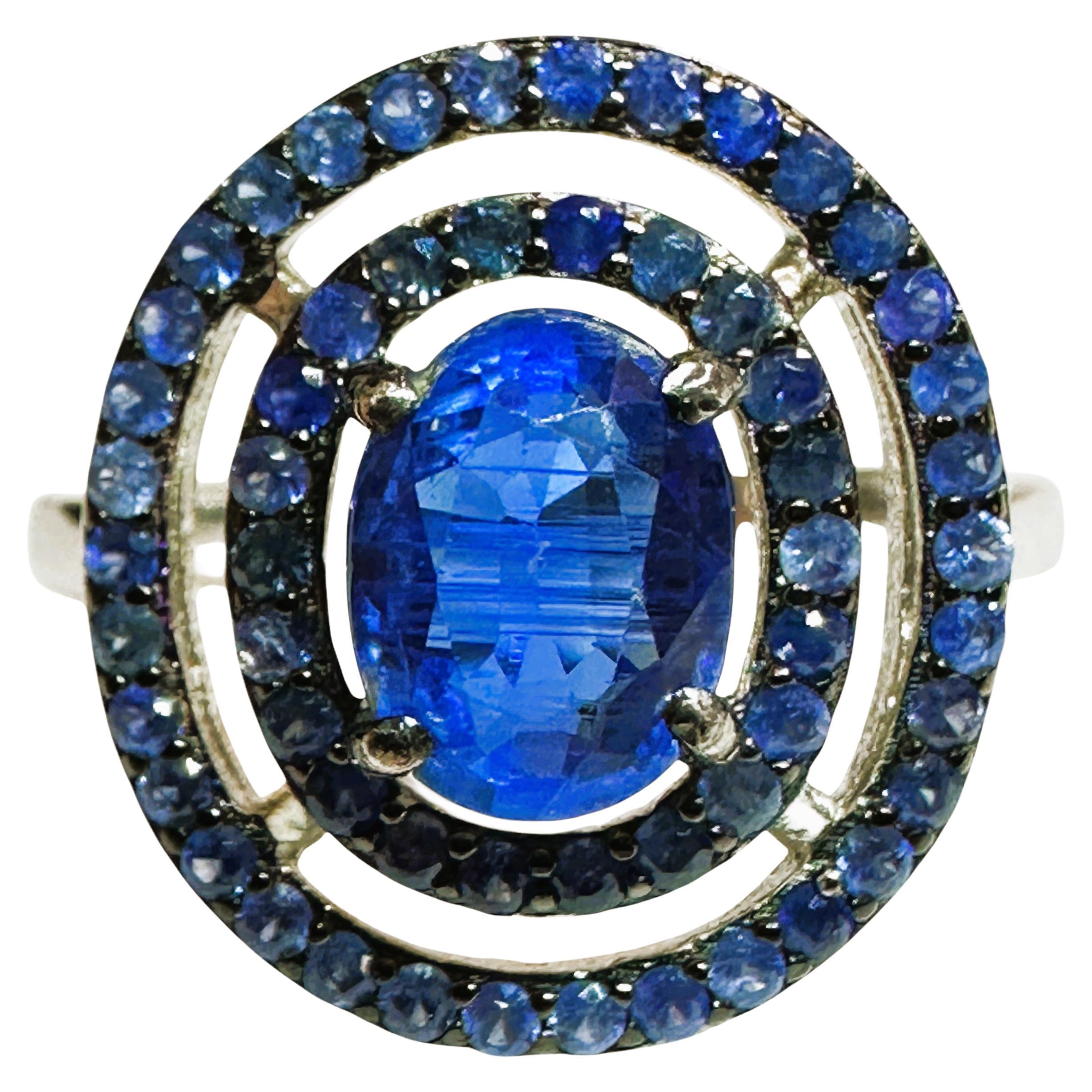 Nuevo anillo de 1,2 quilates de cianita azul y zafiro azul talla diamante Sz 6.75