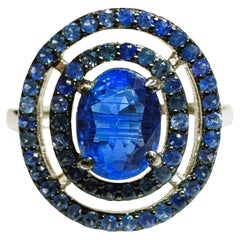 Nuevo anillo de 1,2 quilates de cianita azul y zafiro azul talla diamante Sz 6.75