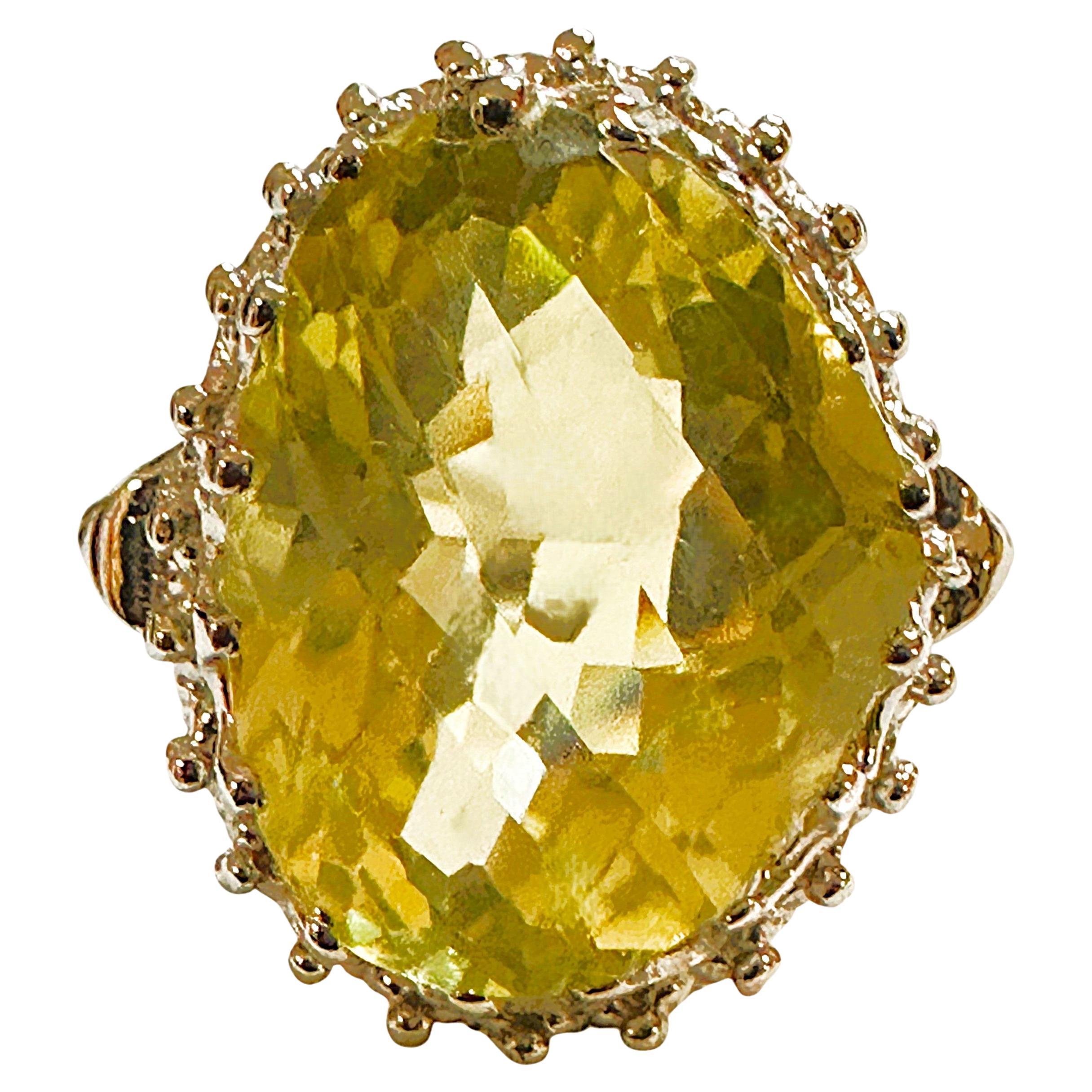 Nuovo anello in sterling con topazio giallo chiaro e diamanti da 12,0 carati, misura 6,5