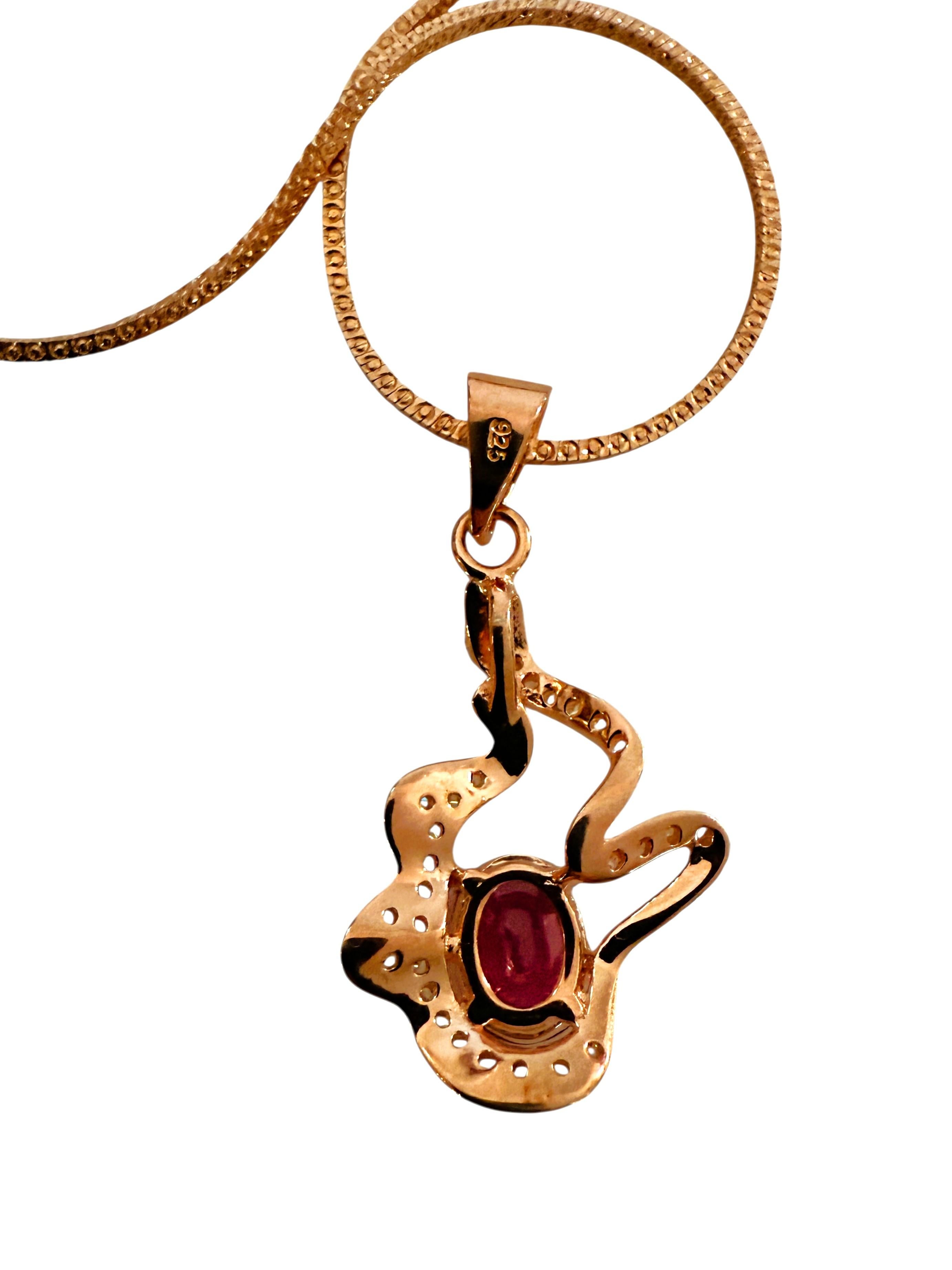 Neu 1,21 Karat roter Saphir & Diamantschliff Saphir R Gold Sterling Halskette im Angebot 4