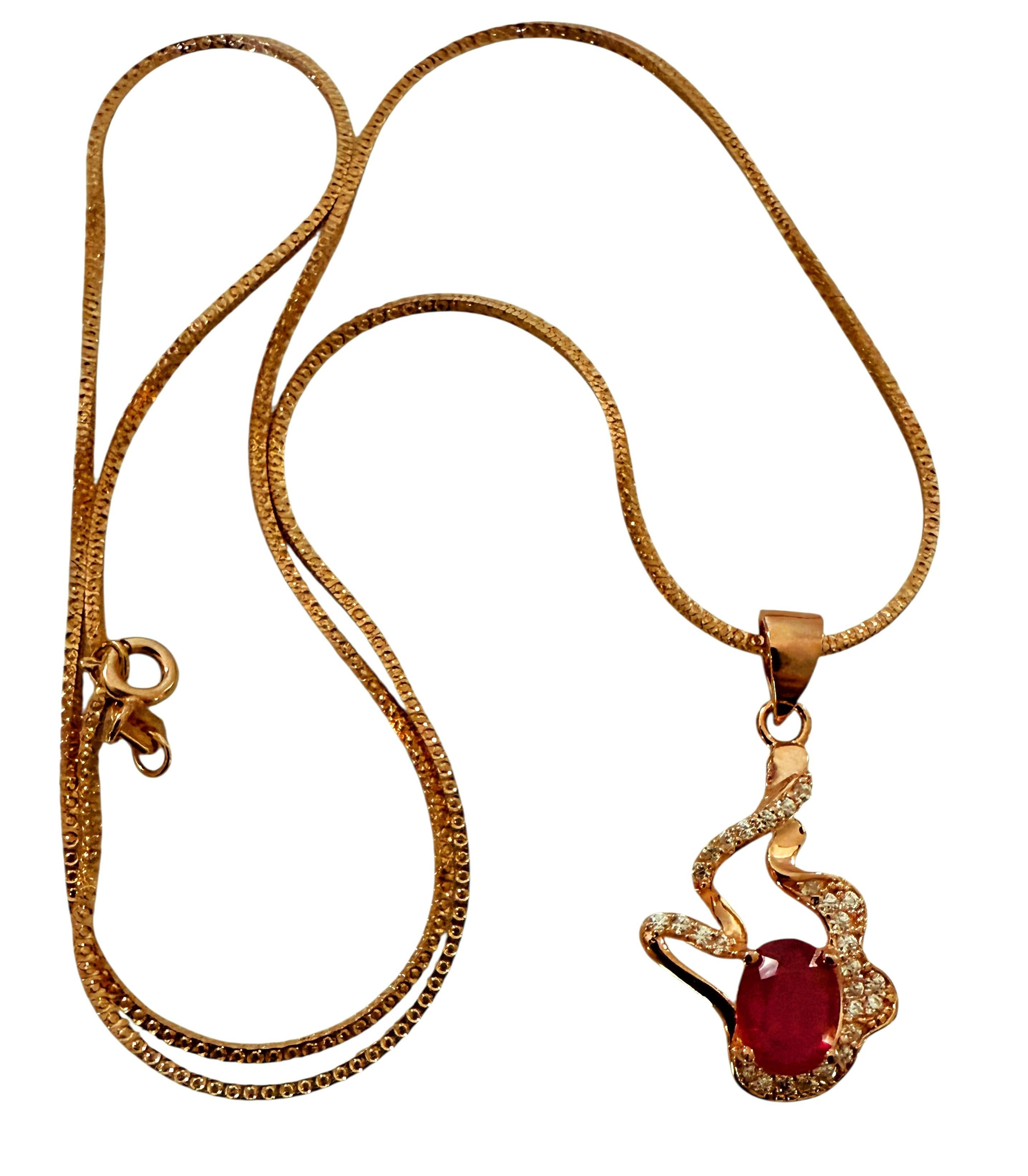 Neu 1,21 Karat roter Saphir & Diamantschliff Saphir R Gold Sterling Halskette im Angebot 5