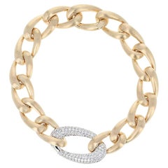 NEW 1.22ctw Round Brilliant Diamond Curb Chain Bracelet 6 3/4" - 14k Yellow Gold