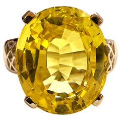New 12.35 Carat Yellow Sapphire in Diamond Pierced Sterling Silver Ring