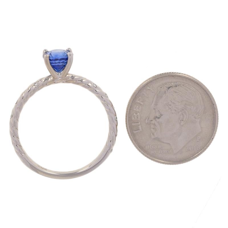 1.25 Carat Round Cut Sapphire and Diamond Engagement Ring, 14 Karat White Gold 1