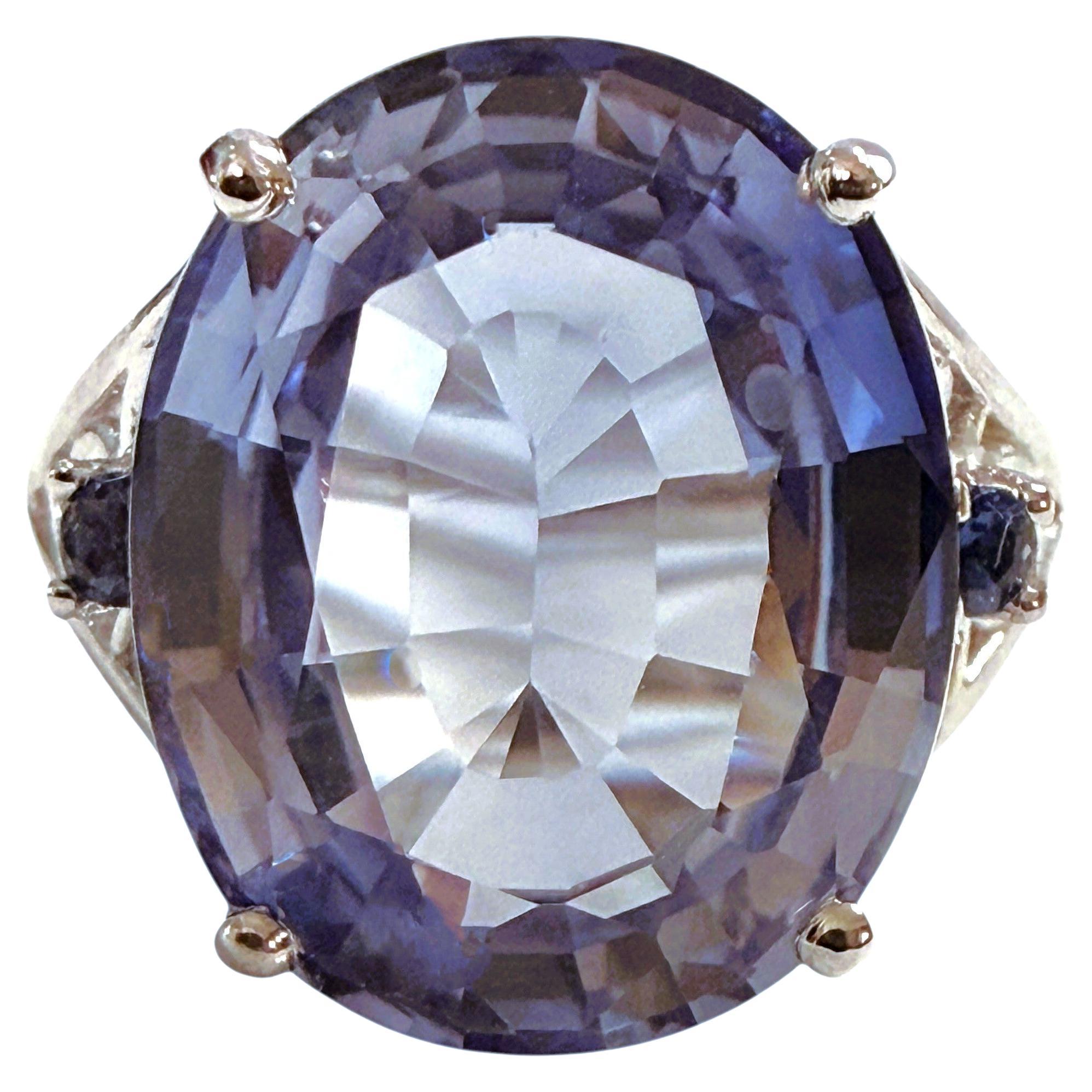 New 12.70 Carat Cornflower Blue Sapphire
Diamond Cut Sapphire Sterling Ring
