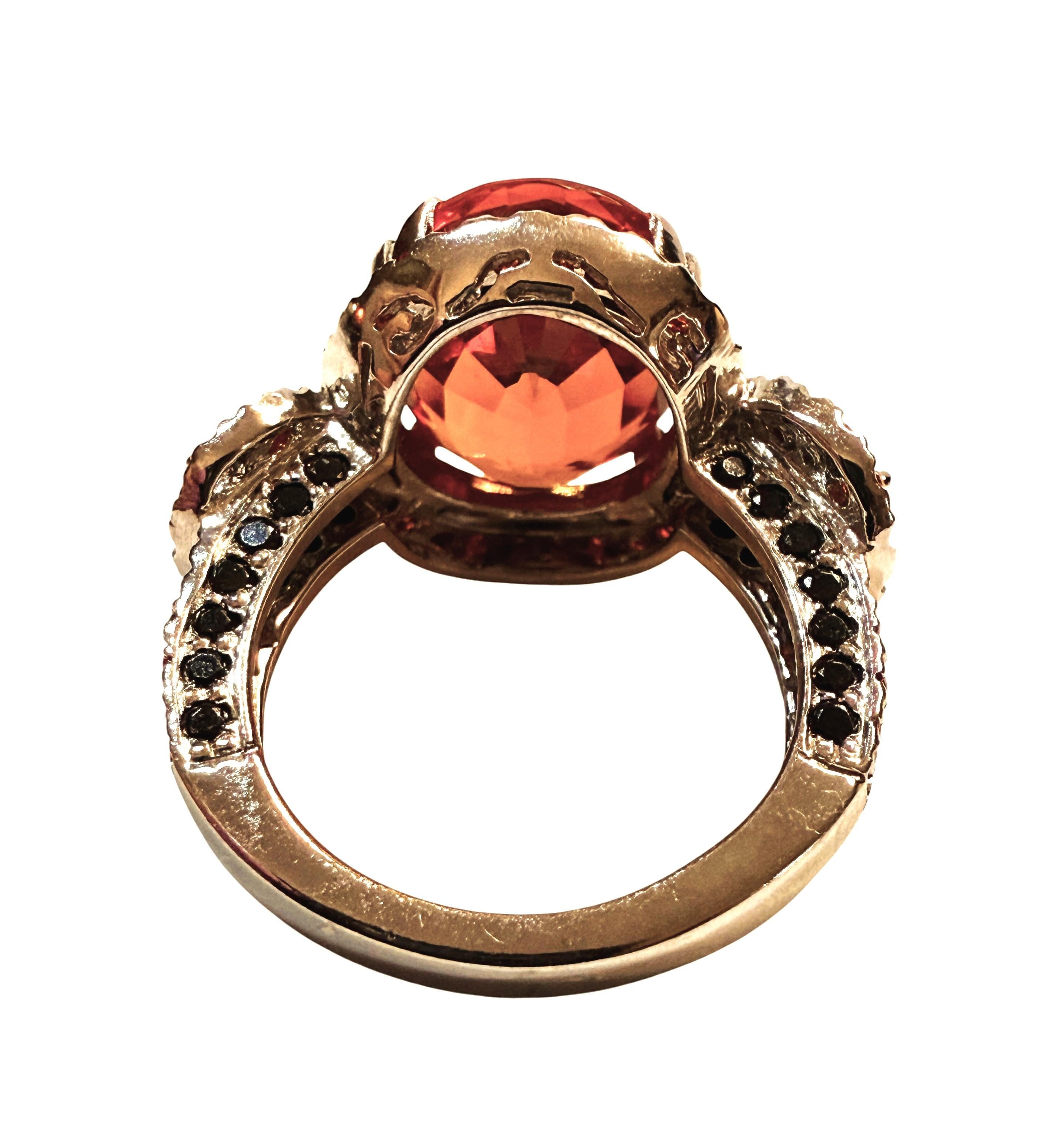 Neu 12,70 Karat Sunset Orange Saphir & Diamantschliff Saphir Sterling Ring im Angebot 2