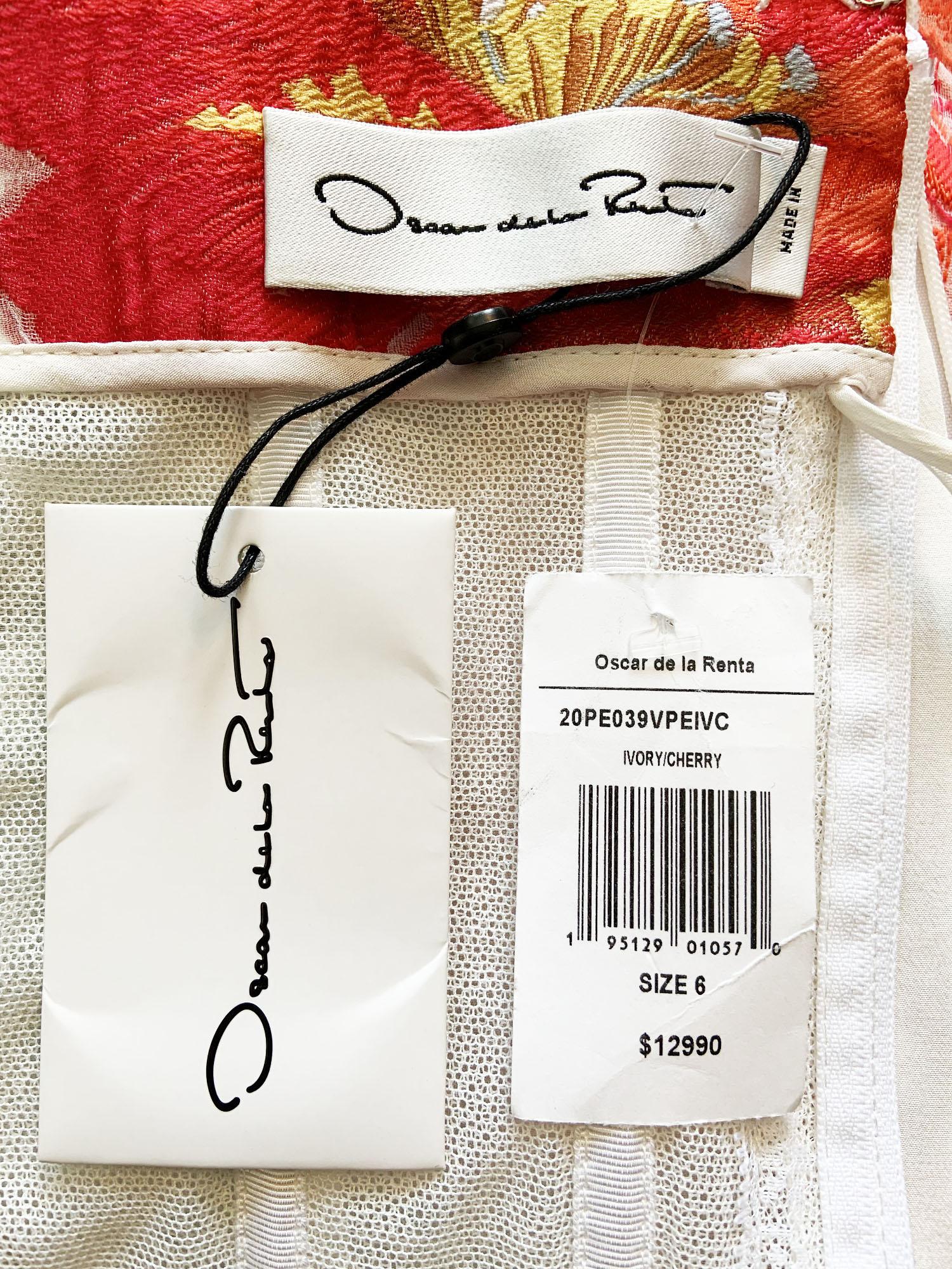 New $12990 Oscar De La Renta Poppy Flowers Off-Shoulder Corset Dress Gown US 6 For Sale 2