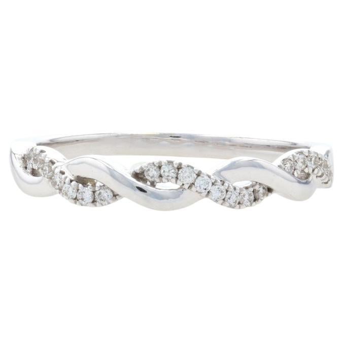 New .12ctw Round Brilliant Diamond Ring, 14k White Gold Wedding Band