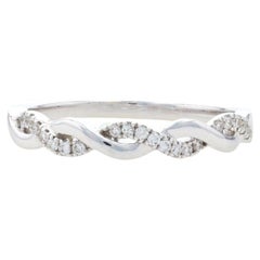 Vintage New .12ctw Round Brilliant Diamond Ring, 14k White Gold Wedding Band